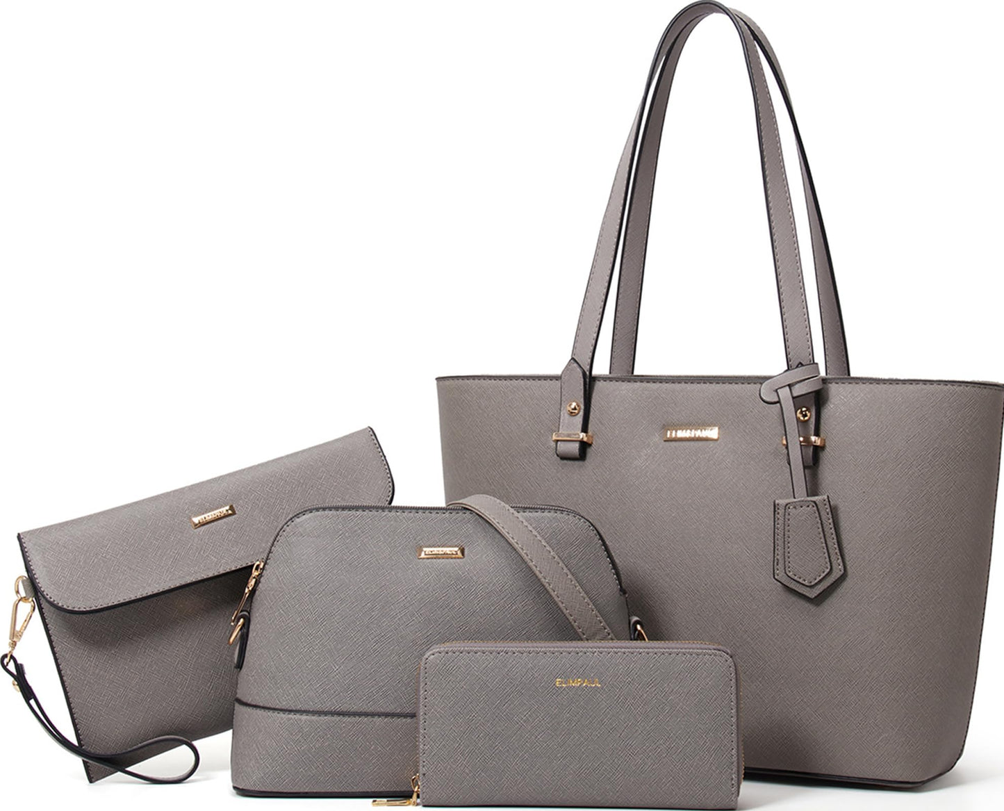 Women Fashion Synthetic Leather Handbags Tote Bag Shoulder Bag Top Handle Satchel Purse Set 4pcs
