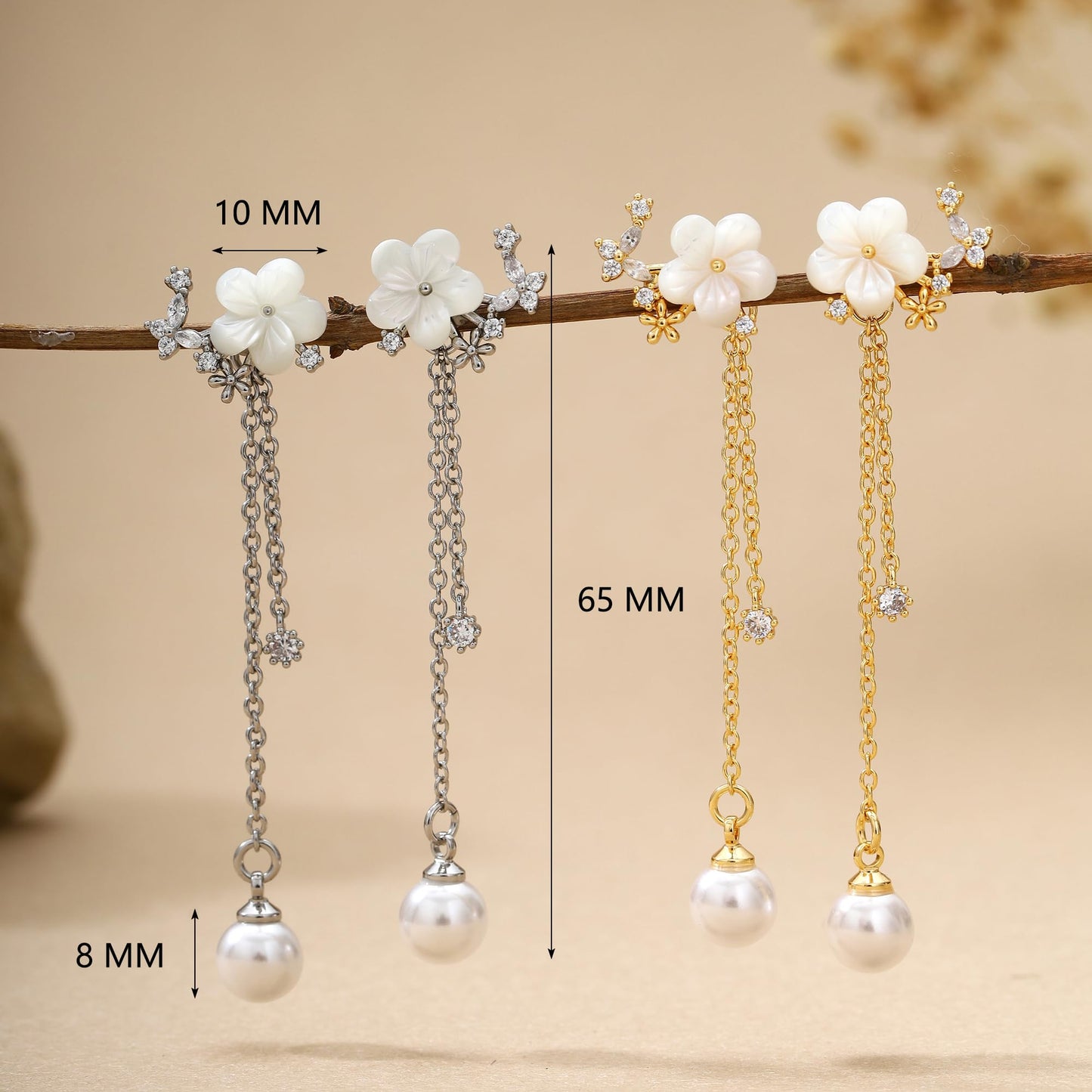 Pearl Earrings for Women Dainty Diamond Pearl Drop Earrings 14k Gold Plated Dangle Earrings for Women Weddings Gifts Bridesmaid Gifts