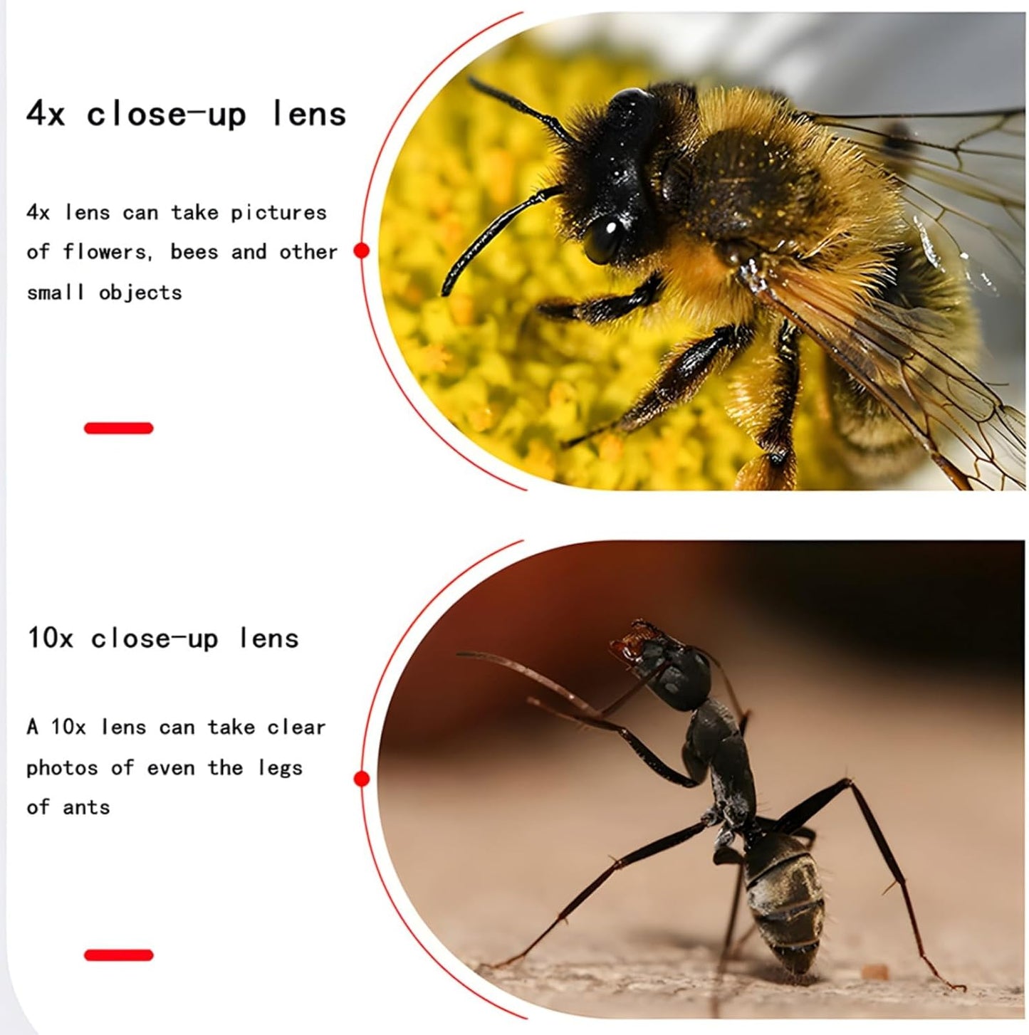 YOFOTIXAUU 58mm 4 (+1 +2 +4 +10) Set, (58mm) Close-Up Lens Filters Kit Pieces Macro Filter Lens Cap & Cleaning Cloth