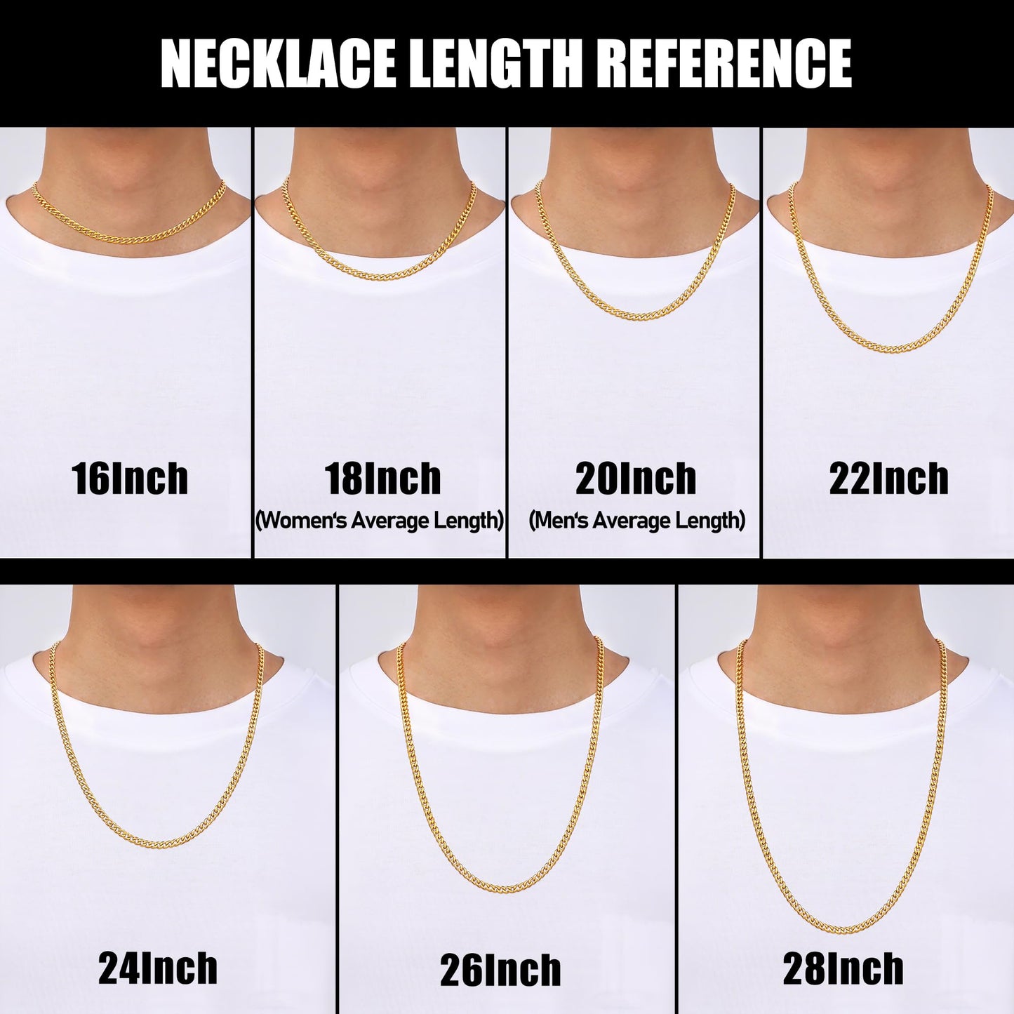 Fiusem 3.5mm Gold Chains for Men, 18K Gold Plated Mens Necklace Chains, Stainless Steel Cuban Link Chain Necklace for Men and Women, Mens Chains 24 Inch