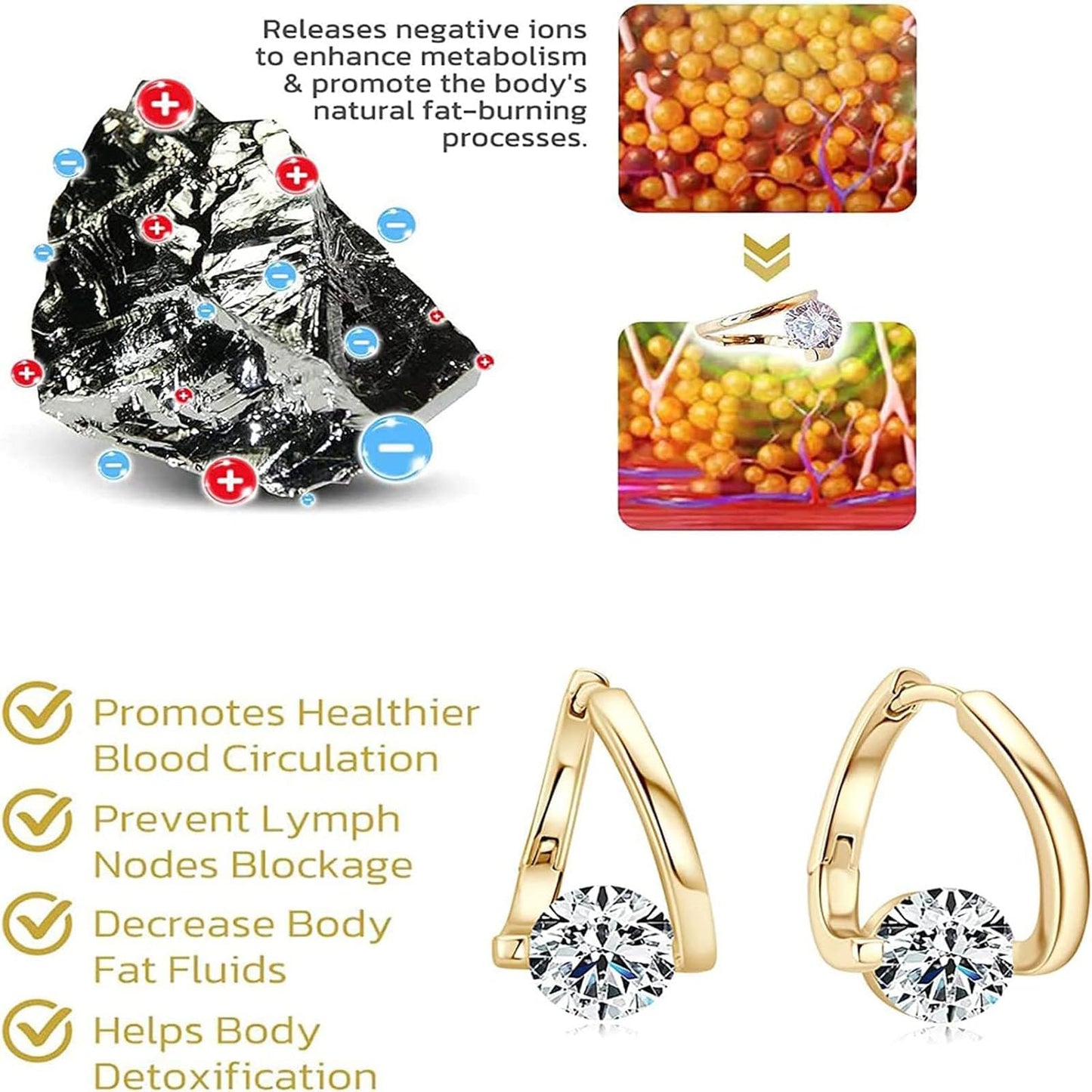 Honorable Joy Lymphatic Earrings for Women, Lovefinity™ Lymphatic Magnetotherapy Earrings Halolux Lymphvity Germanium Hoop Earring Jewelry(Gold&Gold)