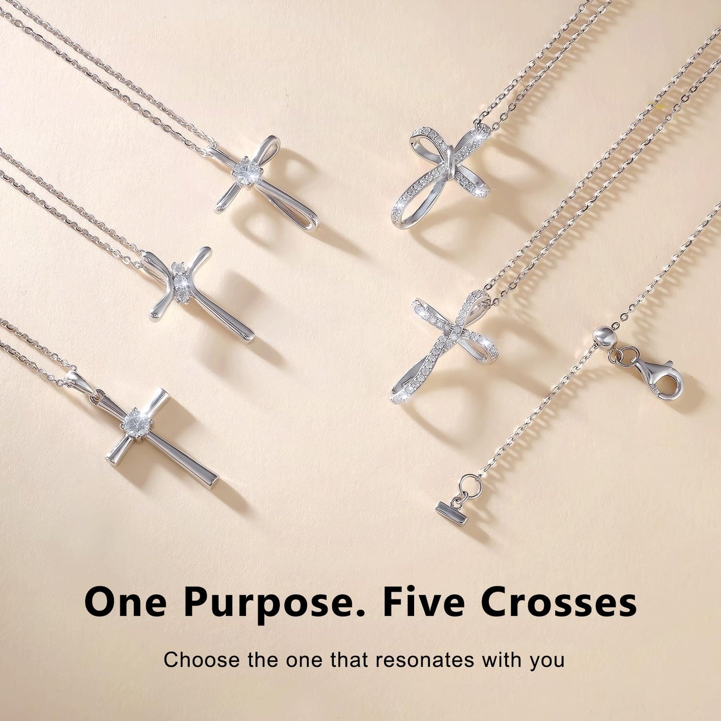 KRKC&CO Moissanite Cross Necklace for Women: D Color VVS1 0,3ct, 925 Vermeil Sterling Silver, Hypoallergenic Petite Pendant, Luxury Gifts for Birthday Anniversary Wedding, Gift Box with Handles