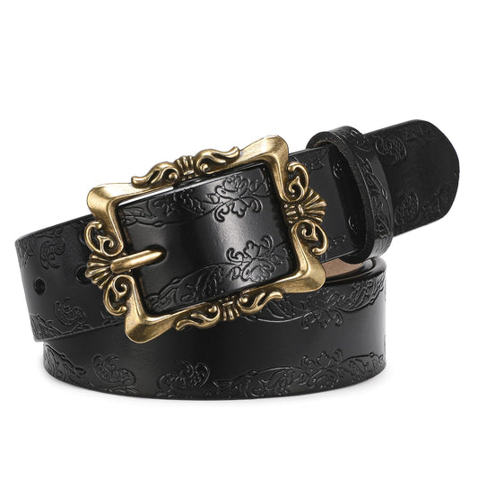 LEEXTON Womens Leather Belt Fashion Soft Waist Belt with Pin Buckle for Jeans Dress Leisure Pants
