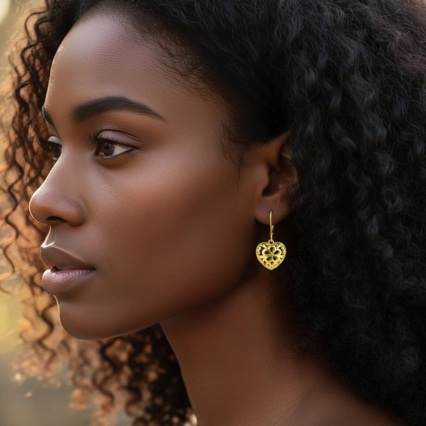 14K Gold Dangle Heart Earrings for Women Hypoallergenic Filigree Leverback Drop Earrings Jewelry Gifts