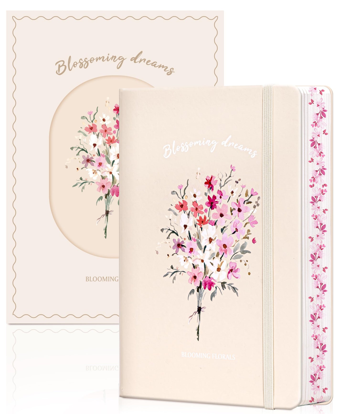 MINICAGIE Lined Journal Notebook for Women Cute Leather Journals for Writing Aesthetic Floral Diary 192 Pages A5 Hardcover Journaling Notebooks with Pen Loop (Yellow)