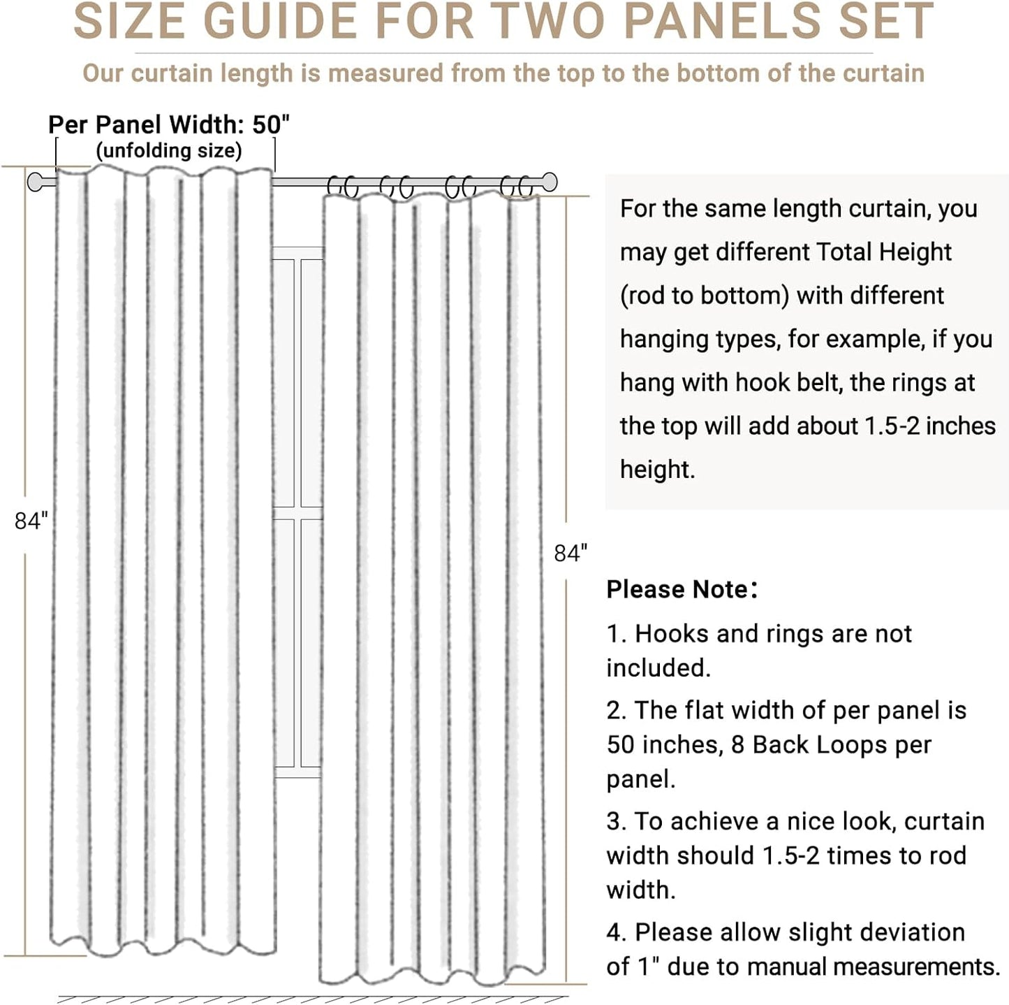Skiennix 100% Blackout Linen Curtains - Thermal Insulated Drapes for Bedroom | Moss Green, 50" W x 108" L, 2 Panels Set