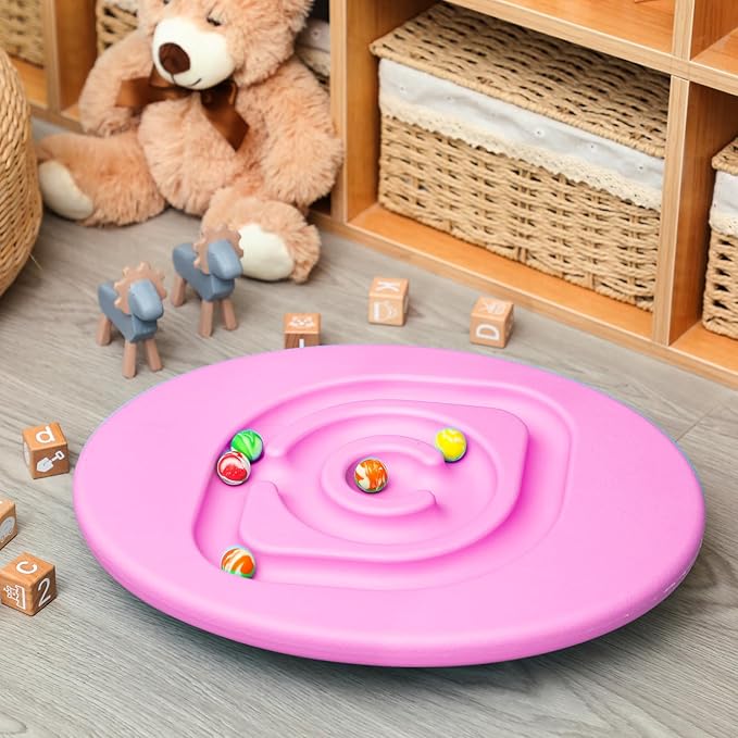Maze Balance Board for Kids Plastic Wobble Rocker Balance Board with Mini Balls Load 170lb for Balancing Exercise Equipment Game Girls Boys Physical Therapy, 18.5 x 14.57 Inches