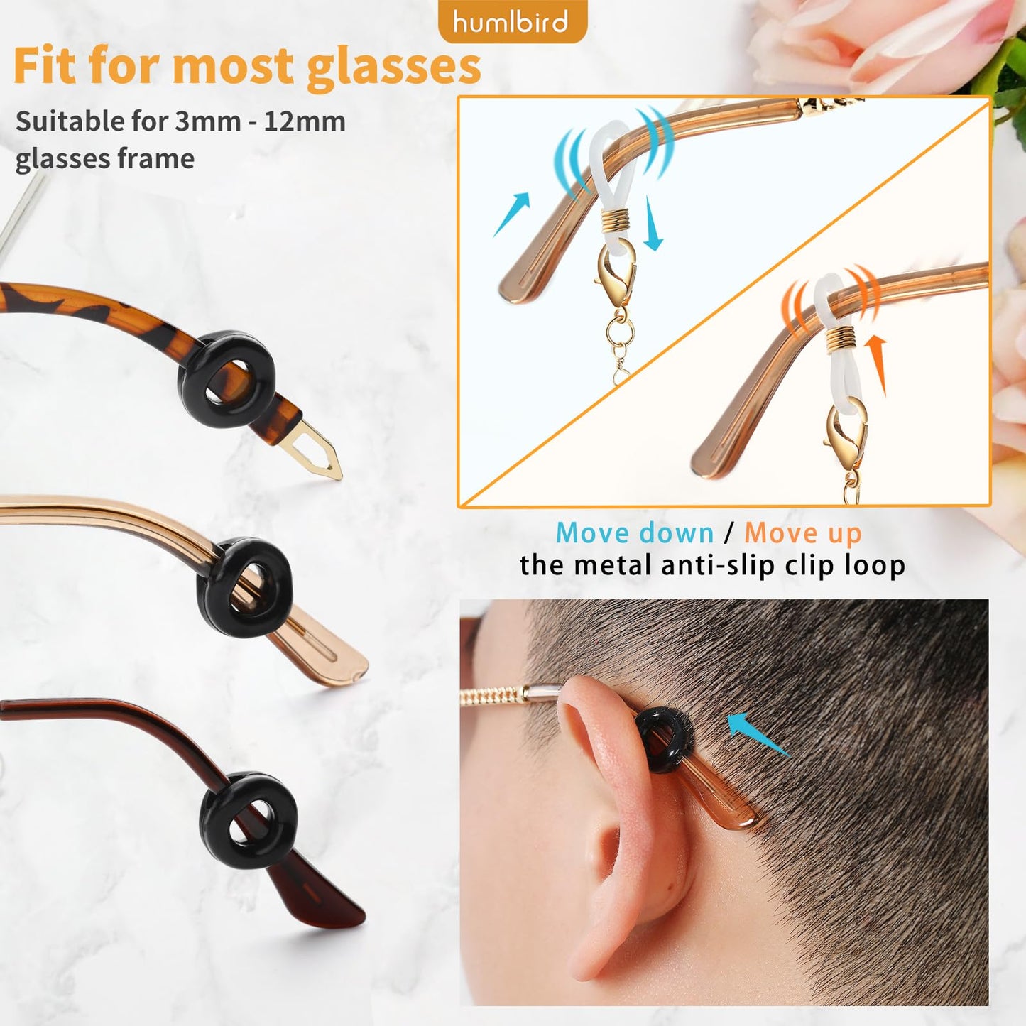 humlbird Glasses Chain Eyeglasses Chain Mask Lanyard Coloful Crystal Beaded Pearl Sunglasses Chain Dark Blue