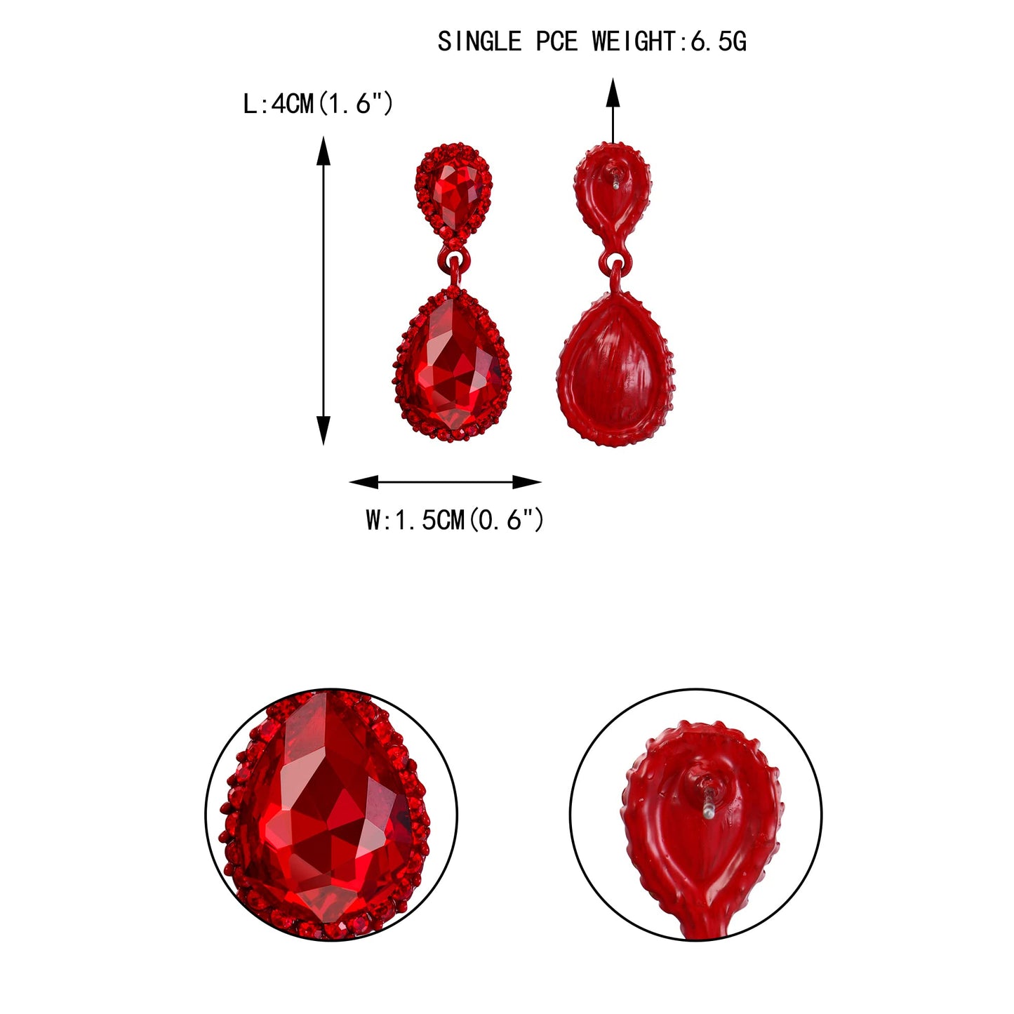 EVER FAITH Women's Austrian Crystal Dangle Earrings, Elegant Party Prom Waterdrop Pierced Earrings Red Red-Tone
