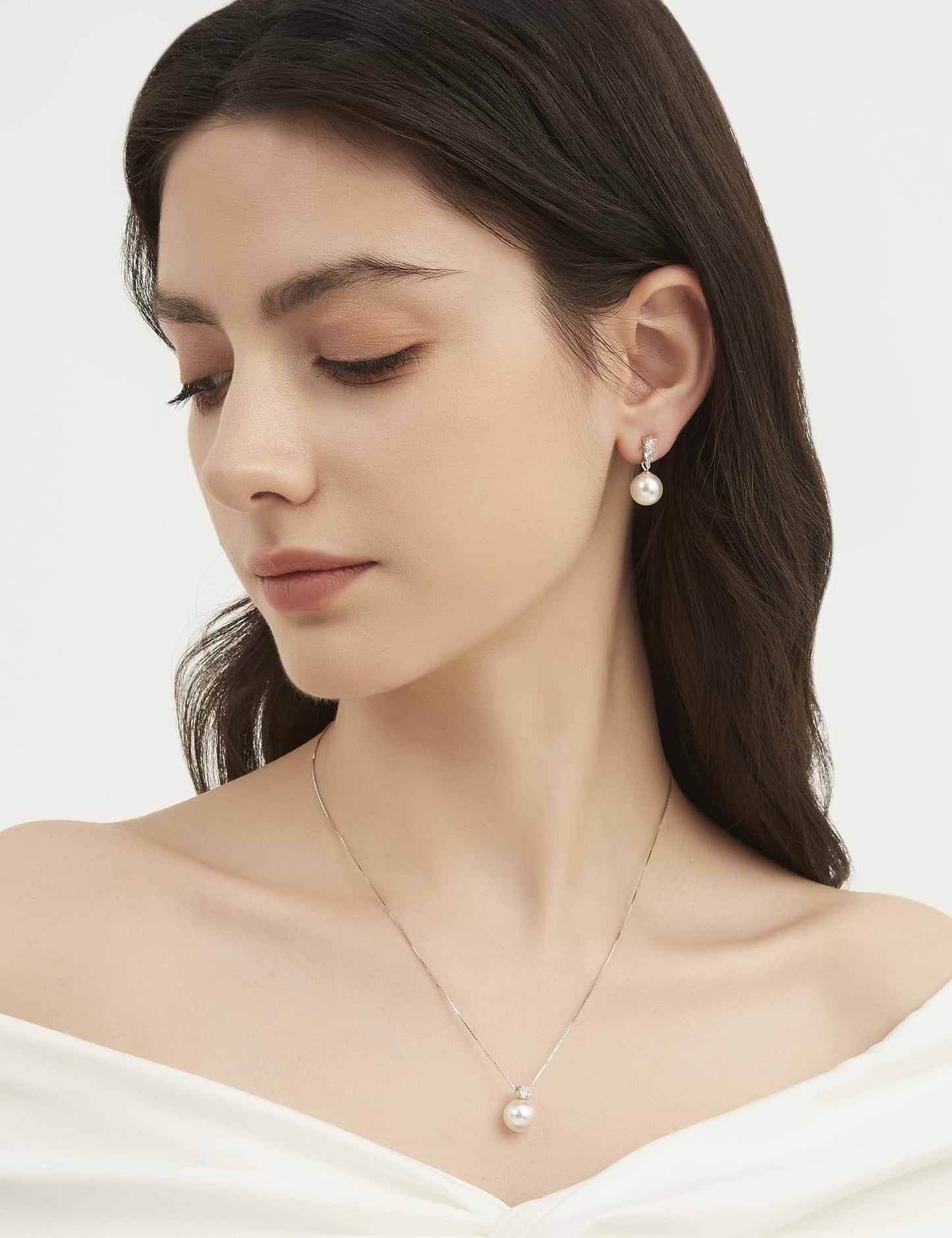 Mameloly Pearl Drop Earrings CZ 10MM Simulated Pearl Earrings for Women Dangle Trendy Jewelry for Women Hypoallergenic