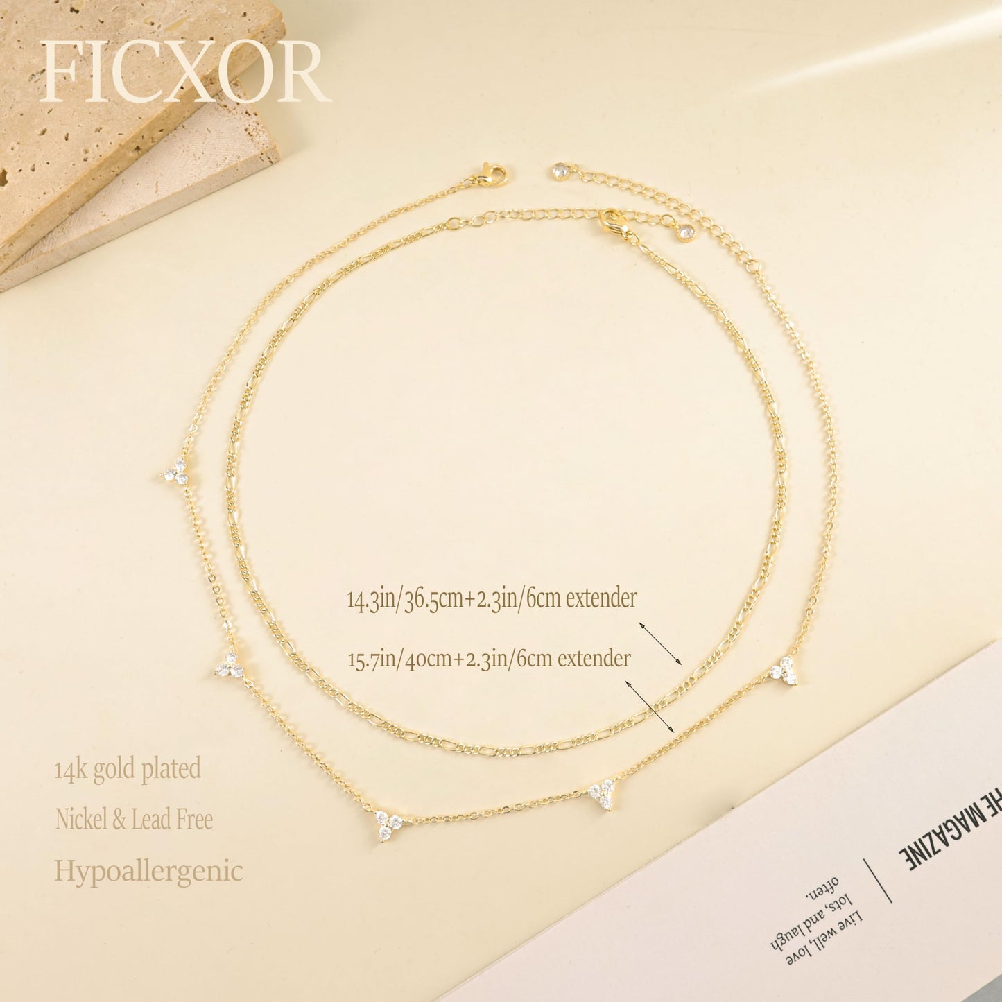 FICXOR Choker Necklace for Women,Dainty 14K Gold Plated CZ layered Necklace Stack Simple Thin Gold Chain Necklaces for Women Trendy Non Tarnish Jewelry Gifts Fashion Accossorise Everyday