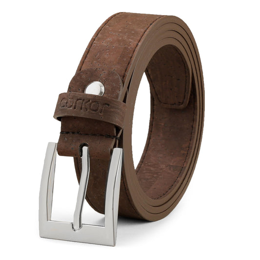 Corkor Men Cork Belt - Vegan Leather - Belt for Men Brown Black Color Large Size M Size