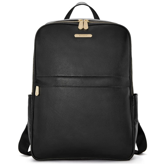 BOSTANTEN Genuine Leather 15.6 inch Laptop Backpack Purse for Women College Casual Backpack Travel Bag Daypack Black