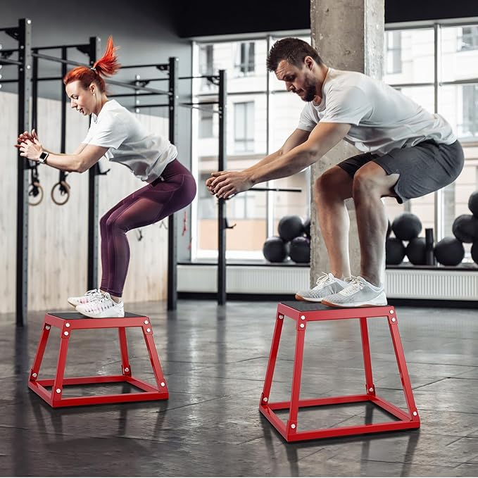 VEVOR Plyometric Jump Box, 18 Inch Plyo Box, Steel Plyometric Platform and Jumping Agility Box, Anti-Slip Fitness Exercise Step Up Box for Home Gym Training, Conditioning Strength Training