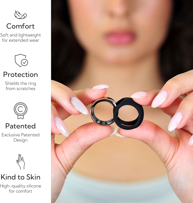 Rinfit Smart Ring Protector - Silicone Ring Enhancer for Active Lifestyle and Gym - StyleFit U.S. Design Patent - Black, Size 11