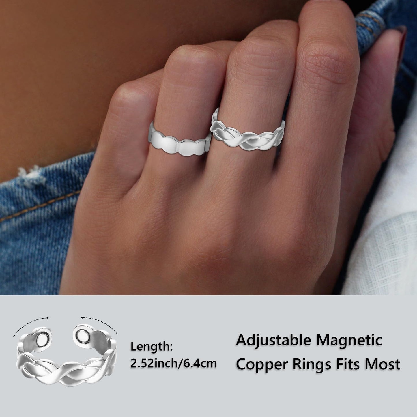 BioMag Lymphatic Drainage Copper Ring for Women, 99.99% Pure Copper Healing Magnetic Therapy Rings,Gifts for Women