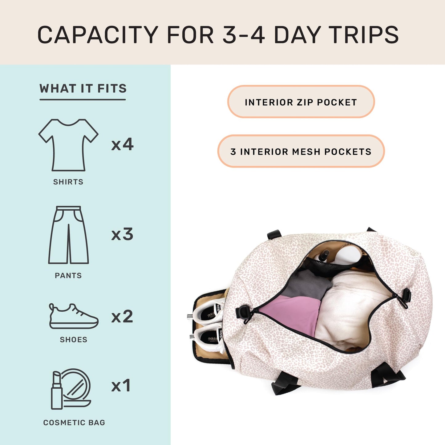Jadyn 22" Women's Large Duffel/Weekender Bag with Shoe Pocket, Travel Bag