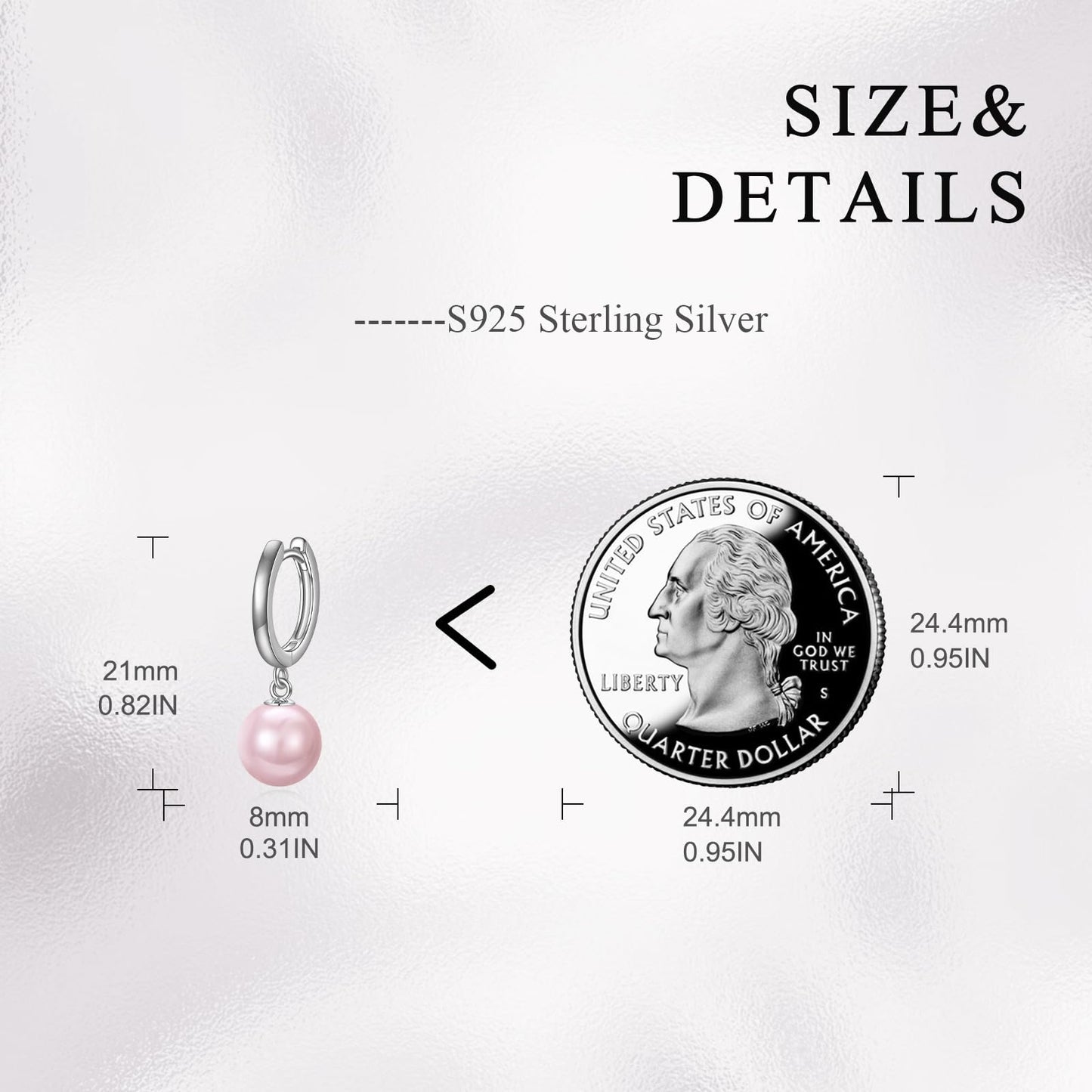 925 Sterling Silver Black Pearl Hoop Earrings Dangle Drop Jewelry Gifts for Women (Pink Pearl)