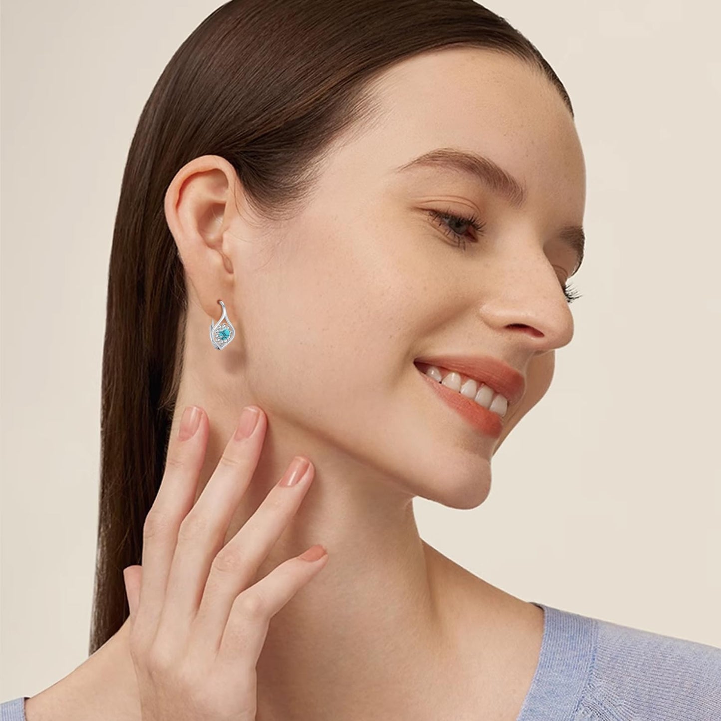 Turquoise Earrings 925 Sterling Silver Turquoise Bohemia Leverback Earrings Jewelry for Women Hypoallergenic Earrings for Sensitive Ears
