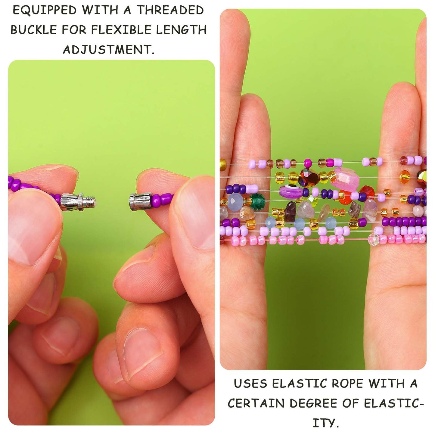 ELABEST Adjustable Handmade Waist Beads Stretchy 23-52 inch 8Pcs Chakra Body Belly Beaded Women Waist, Anklet, Bracelet, Necklace Jewelry with Screw clasp (Yellow, 39.3inch/100cm)