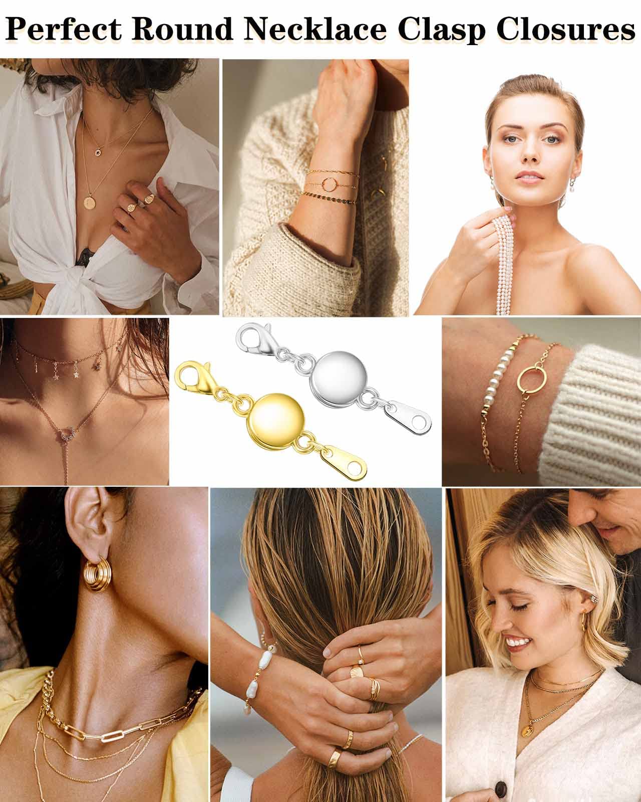 Dailyacc Necklace Clasps and Closures - Round Bracelet Extender Clasps for Jewelry Making