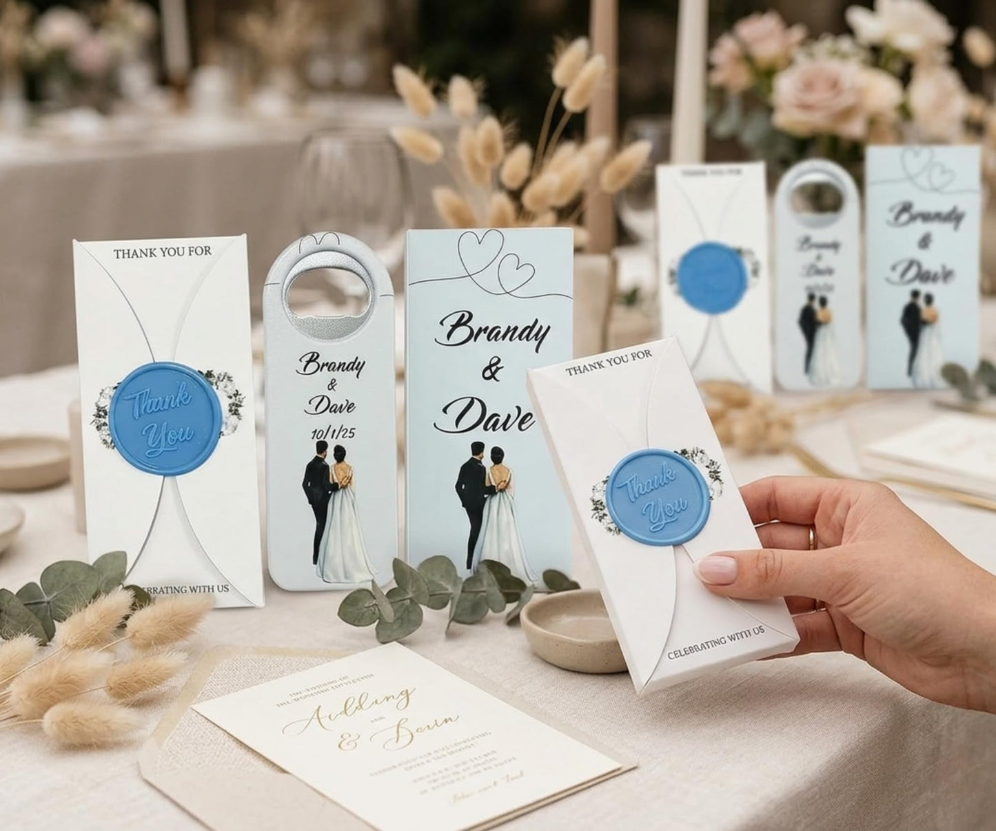 Wedding Bottle Opener Magnet Personalized Wedding Favors for Guests in Bulk, Custom Magnetic Bottle Opener Party Favor, Wedding Souvenirs Thank You Gift, Bridal Shower Favor (20-200 Pack)