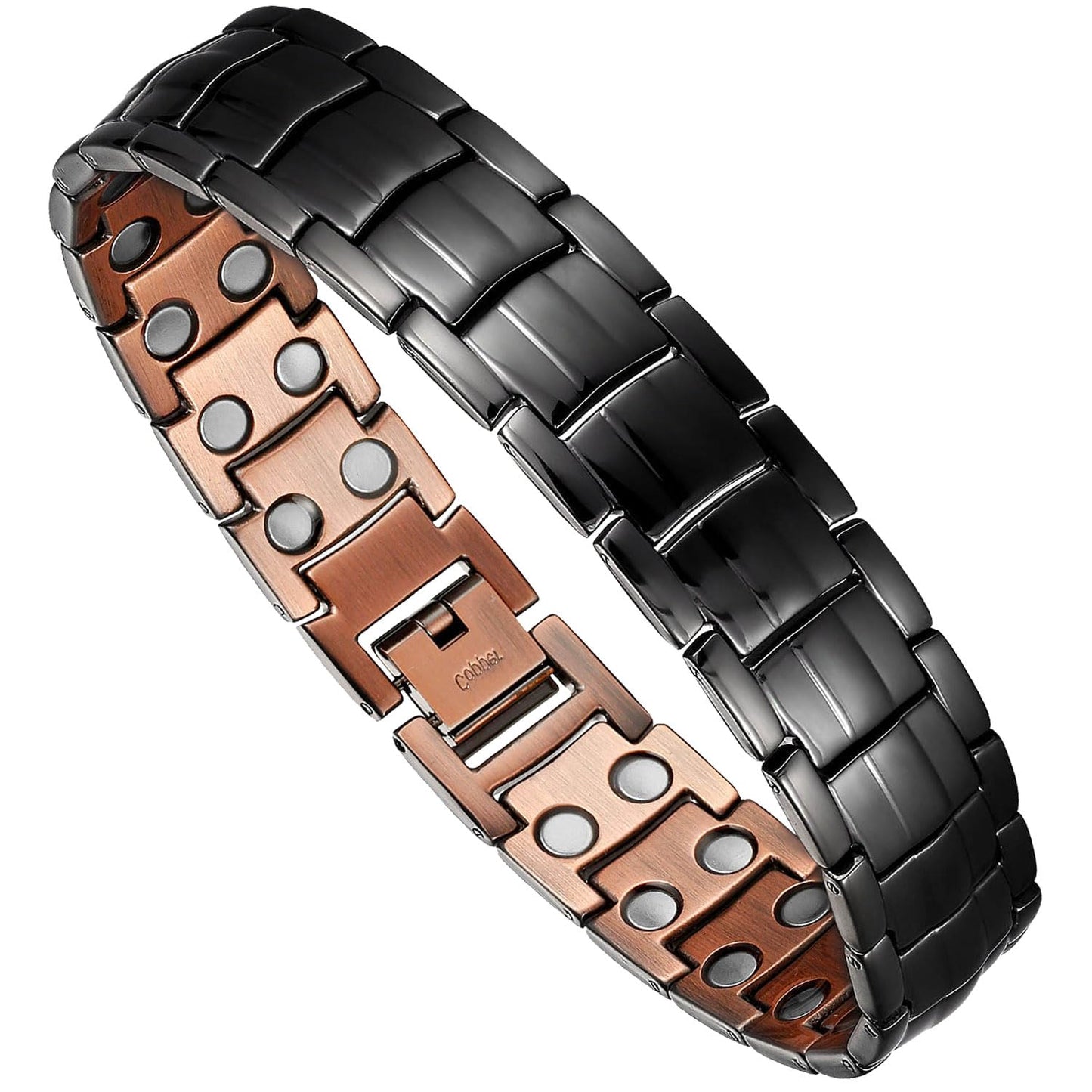 MagEnergy Mens Copper Magnetic Bracelets, Christmas Gifts Box, 99.9% Pure Copper Bracelet with Double-Row Strength Magnets, Adjustable Jewelry with Sizing Tool