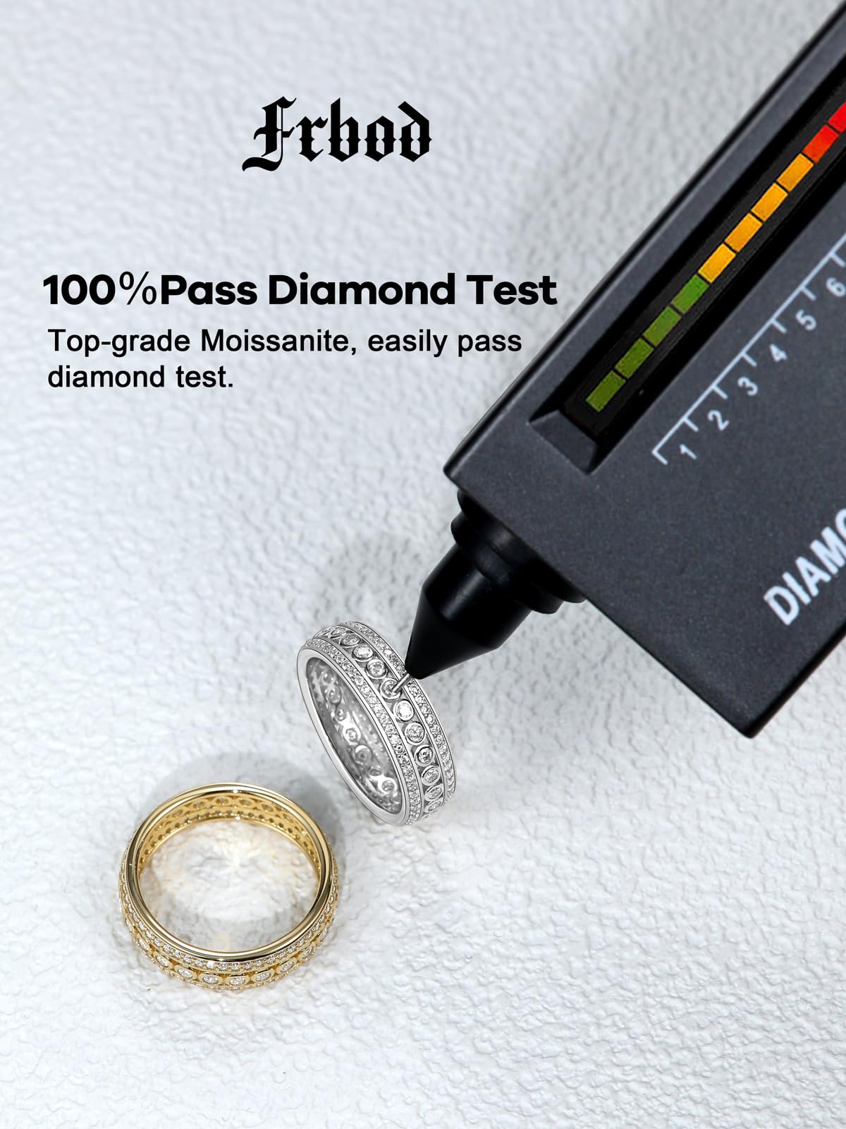 Frbod Women's Moissanite Wedding Ring 925 Silver Thick Wide Band Channel-Setting Eternity Promise Ring for Wife Lover Size 8