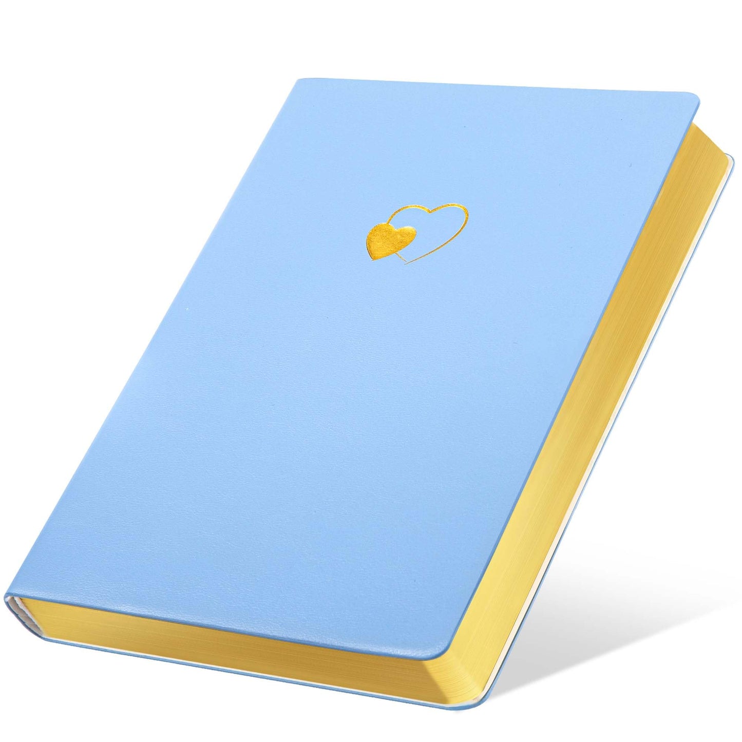 CAGIE Lined Journal Notebook for Women and Girls 256 Pages Cute Diary with Heart-Shaped Leather Journals for Writing A5 Soft Cover Notebooks for Work School (06 Azurite Blue, A5)