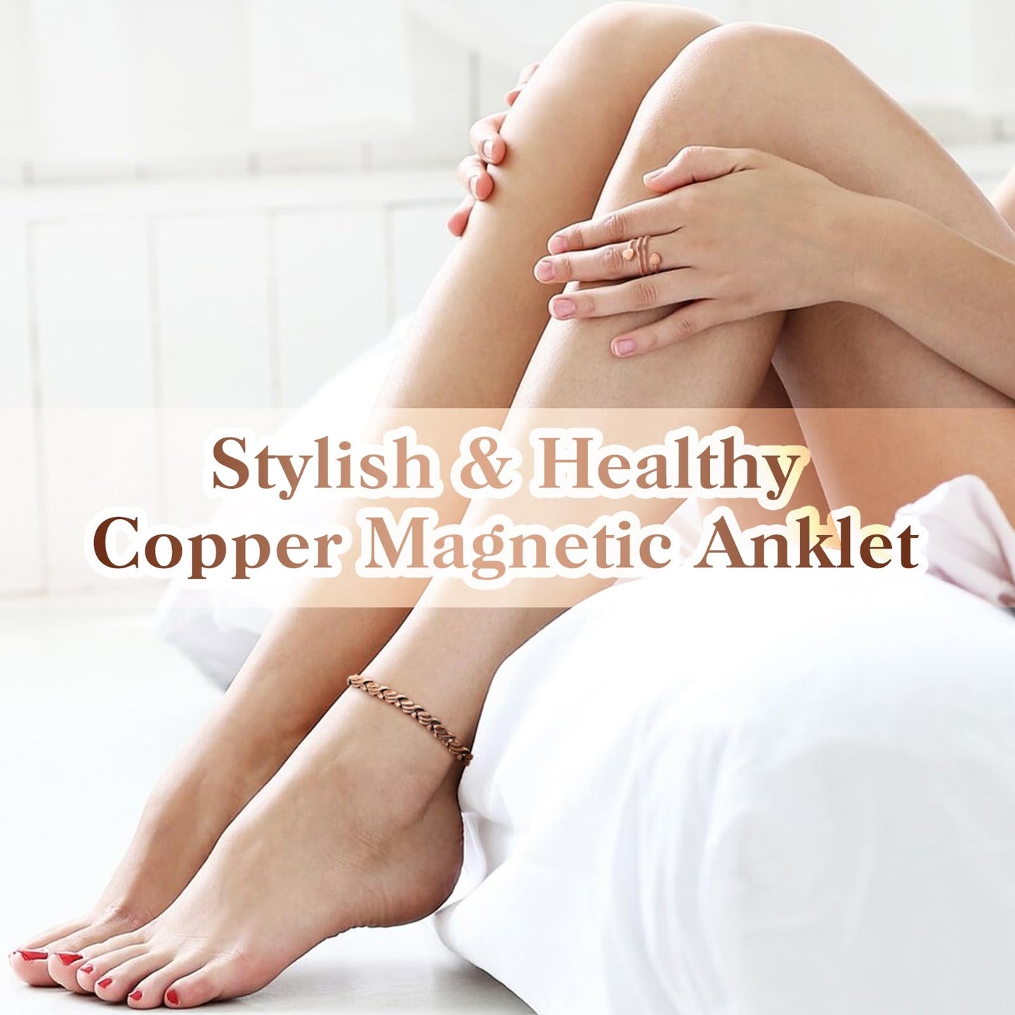 Copper Anklet for Women Magnetic Copper Ankle & Lymphatic Drainage Ring with 3500 Gauss Magnets 100% Solid Pure Copper Jewelry Gift with Adjustment Tool (Fishtail）