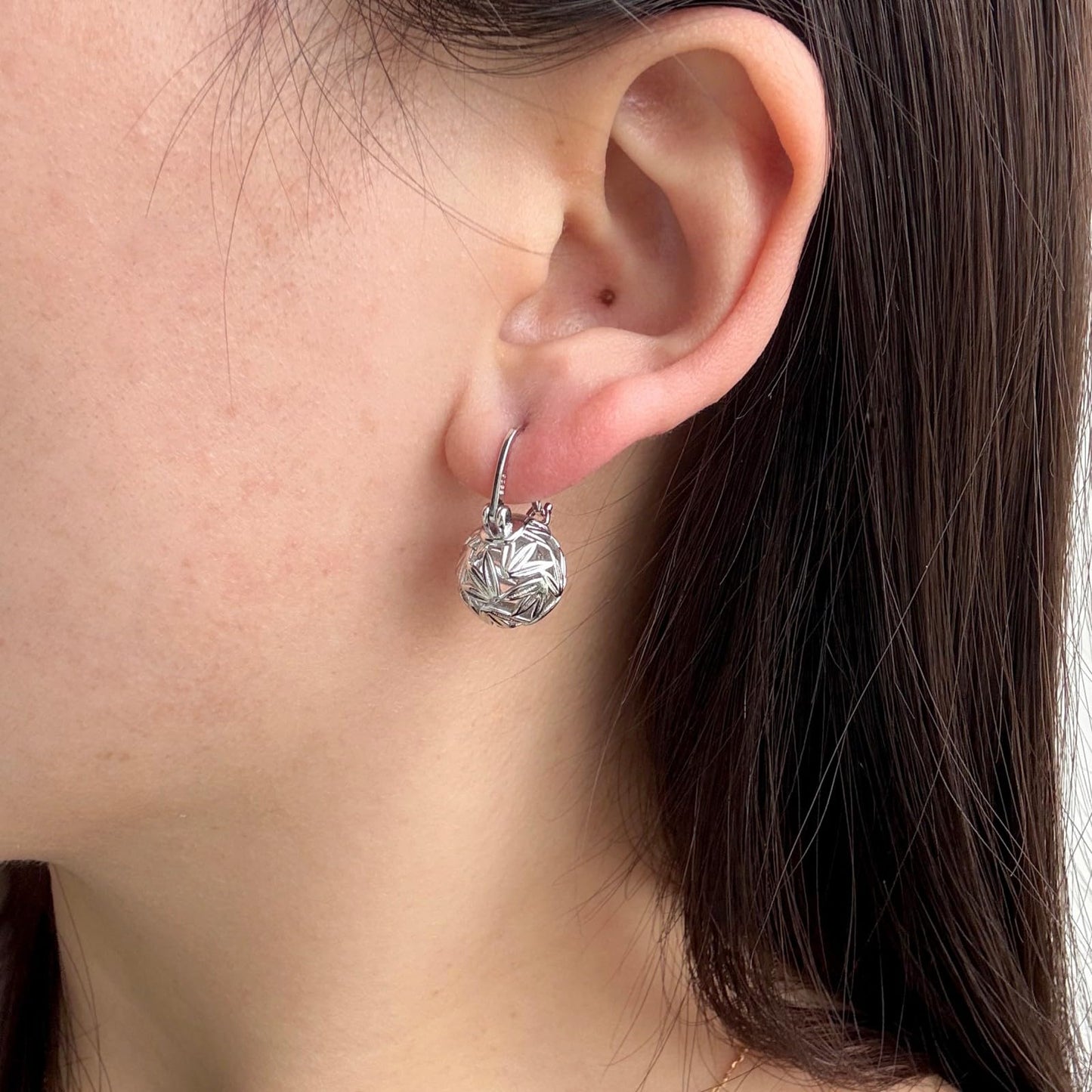 OwMell Elegant 925 Sterling Silver Pearl Drop Earrings Dangle Stud Silver Plated Earrings for Women Large Size 12mm -Leaf Silver