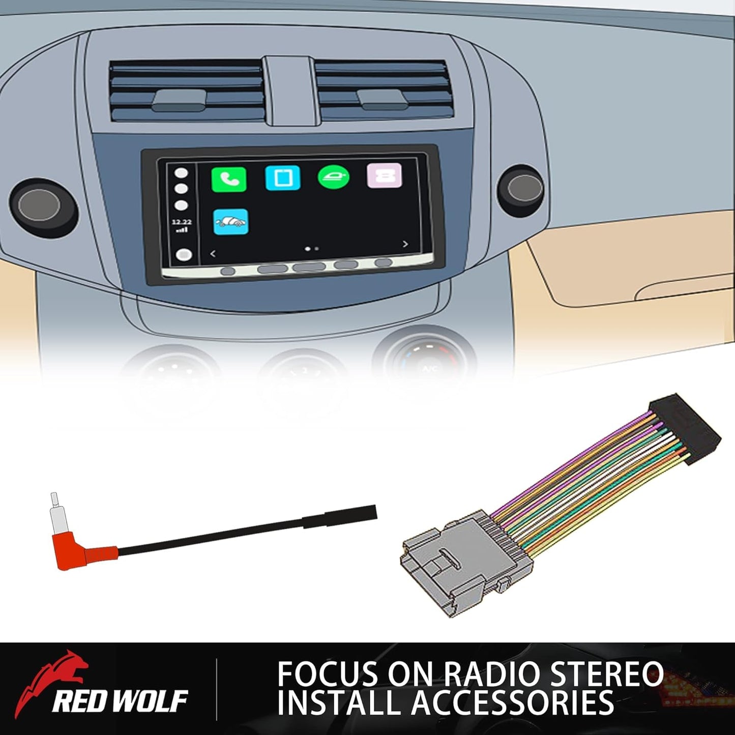 12V 5V 2000-2004 1999-2003 RED WOLF Radio Wiring Harness RCA Plug with to Step Down Converter Kit for Ford Mustang