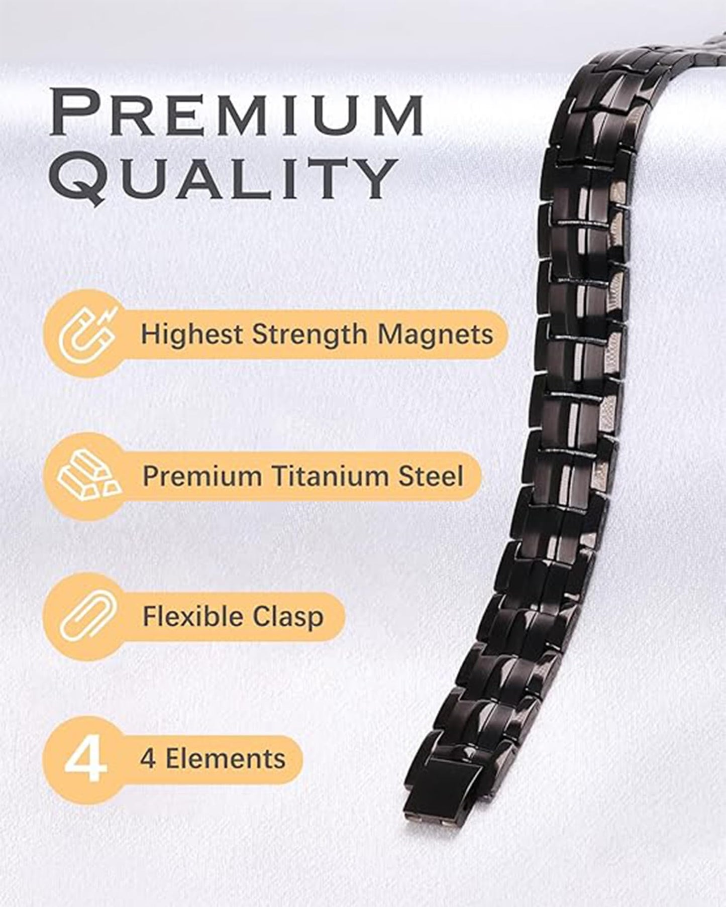 Feraco Mens Magnetic Therapy Bracelets Titanium Steel Bracelet with Double Row 4 Elements Magnets,Men's Jewelry for Anniversary Father's Day