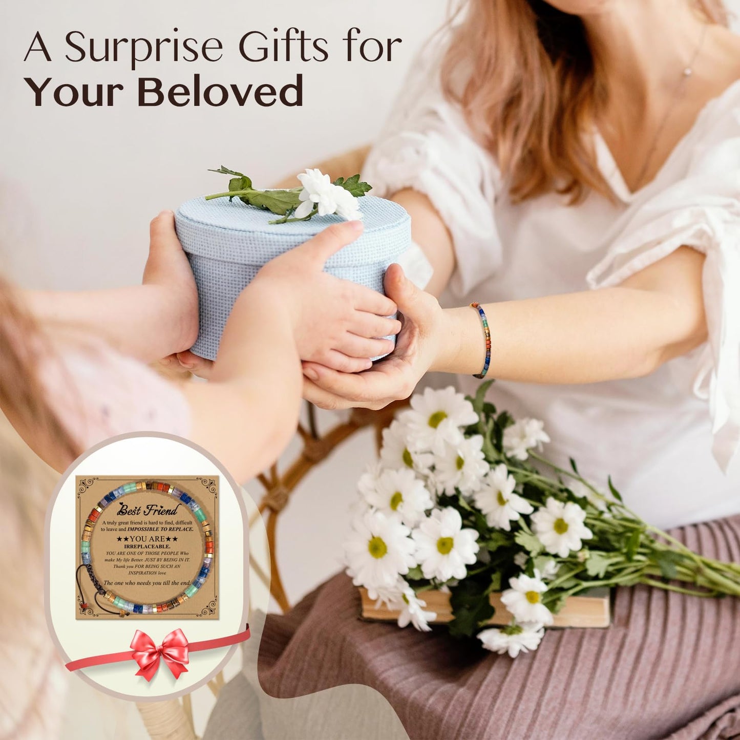 ZOKCC Friendship Bracelet Gifts for Women: Inspirational Natural Stone Bracelet for Women - Birthday Christmas Day Graduation Gifts for Friend, Sister, Bestie, BFF