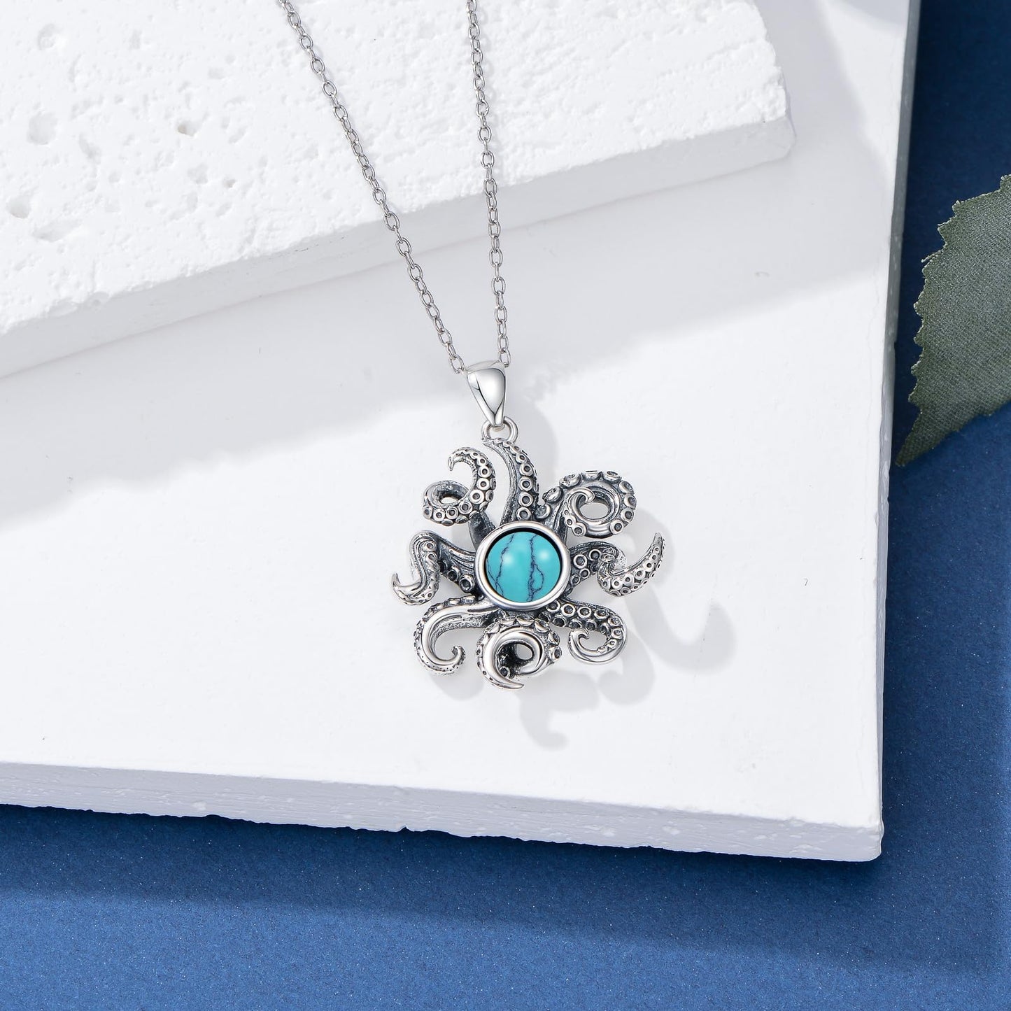 PROESS 925 Sterling Silver Octopus Necklace Turquoise Necklace Octopus Pendant Sea Animal Jewelry Gifts for Women