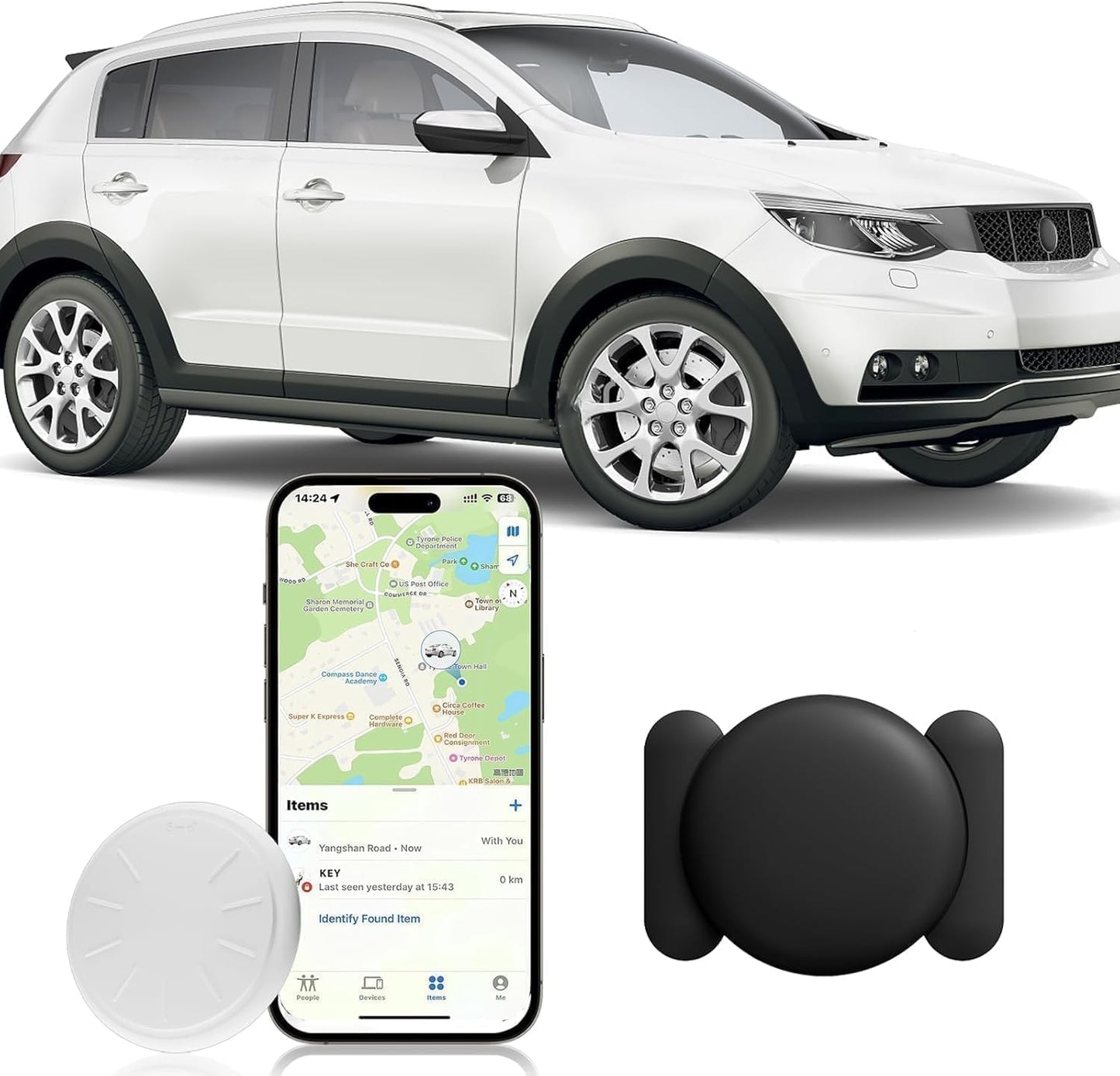 Dahetag (Black,1PCS) GPS Tracker for Vehicles,Real Time GPS Car Tracker Work with Apple Find My(iOS Only),No Monthly