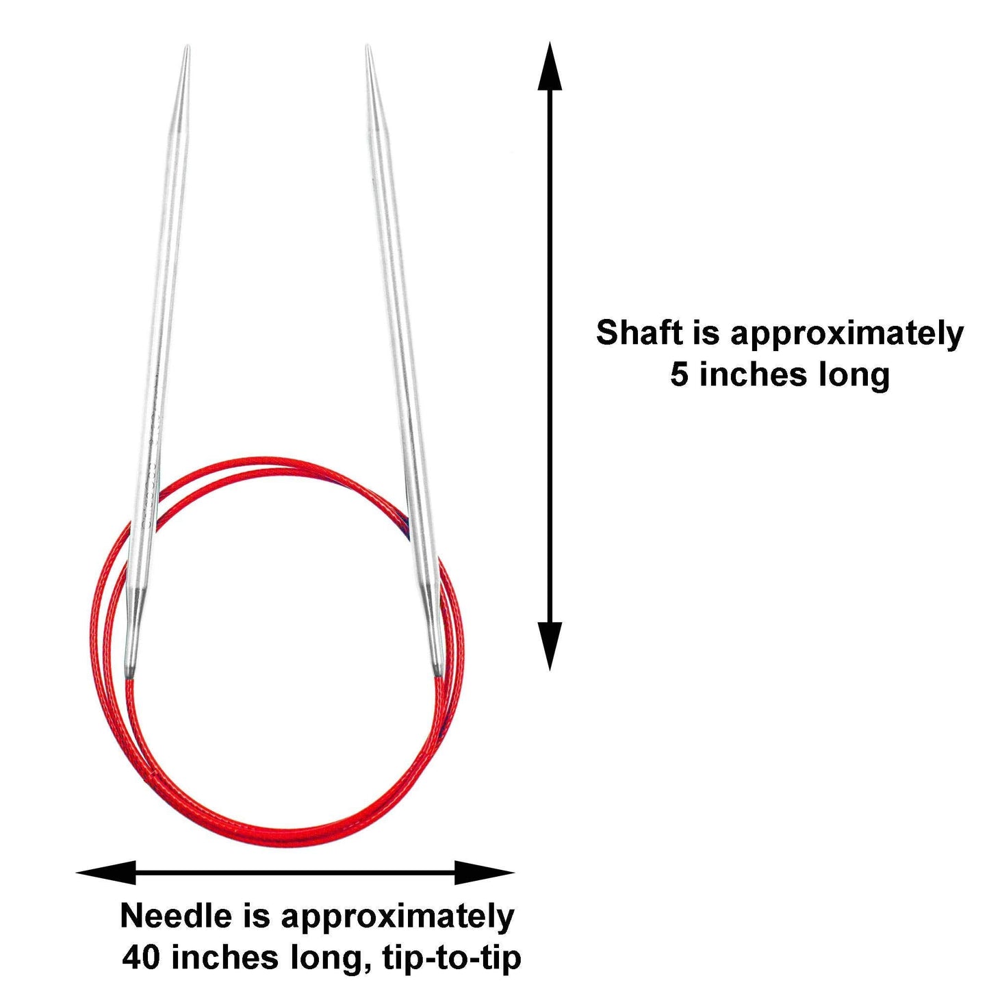 ChiaoGoo Red Lace 40 inch (102cm) Circular Knitting Needles US Size 8 (5mm) Stainless Steel 7040-8 with Stitch Holder