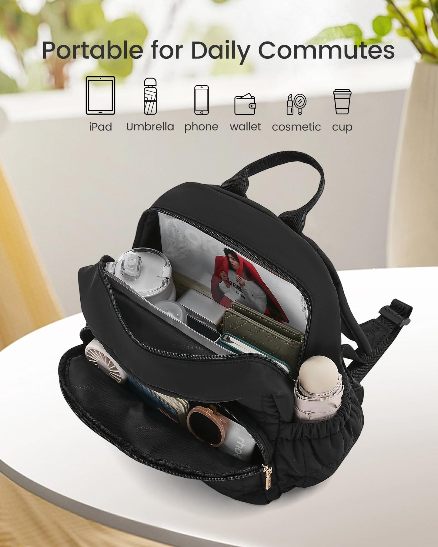 LOVEVOOK Small Backpack Purse for Women, Mini Puffer Backpack with Anti-theft Pocket, Lightweight Quilted Casual Daypack for Daily Work & Travel