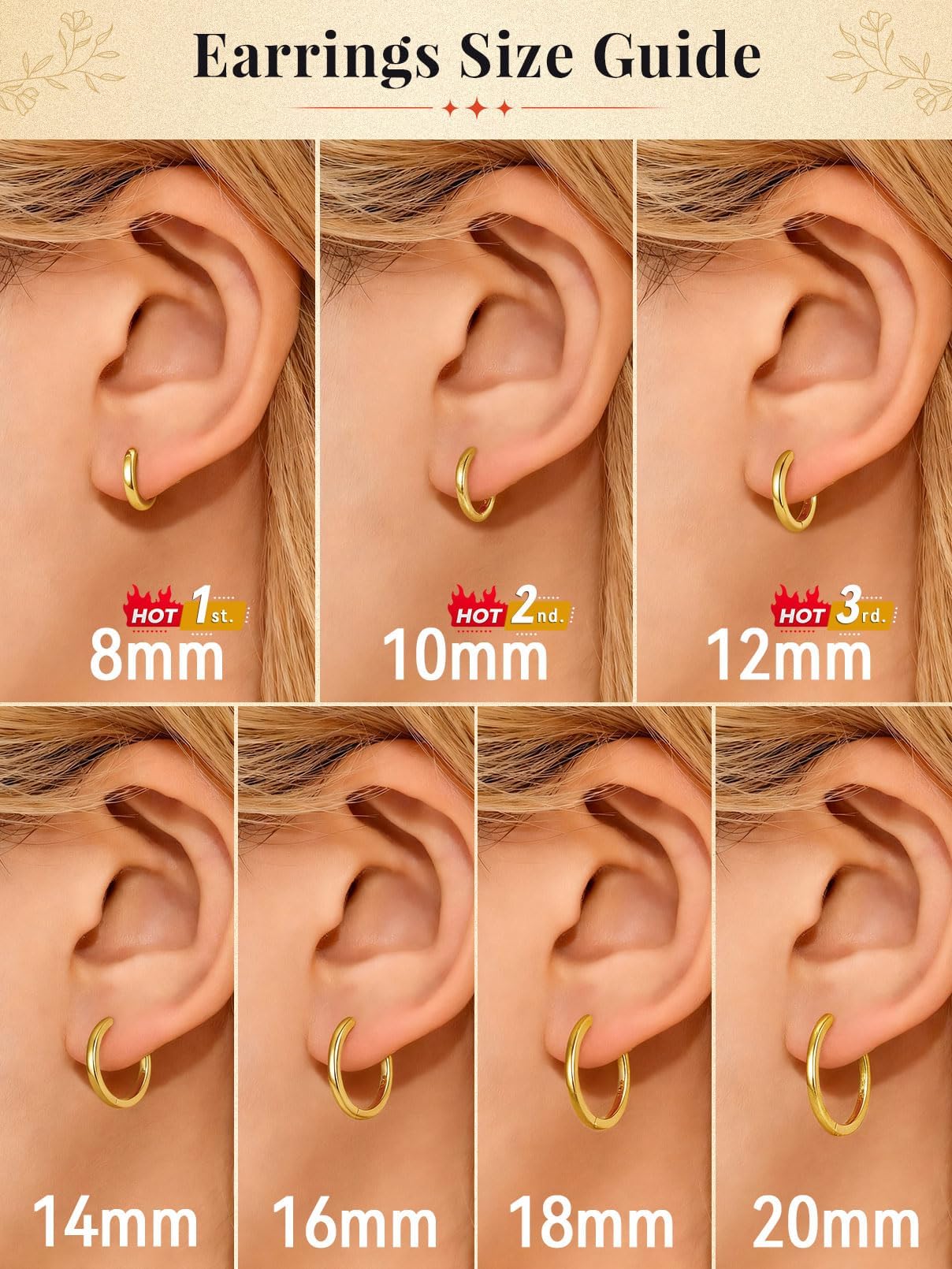FaithHeart Hoop Earrings for Women, 14K Gold Hypoallergenic Huggie Hoop Earrings, Small Cartilage Earrings for Women 8mm, Send Gift Box