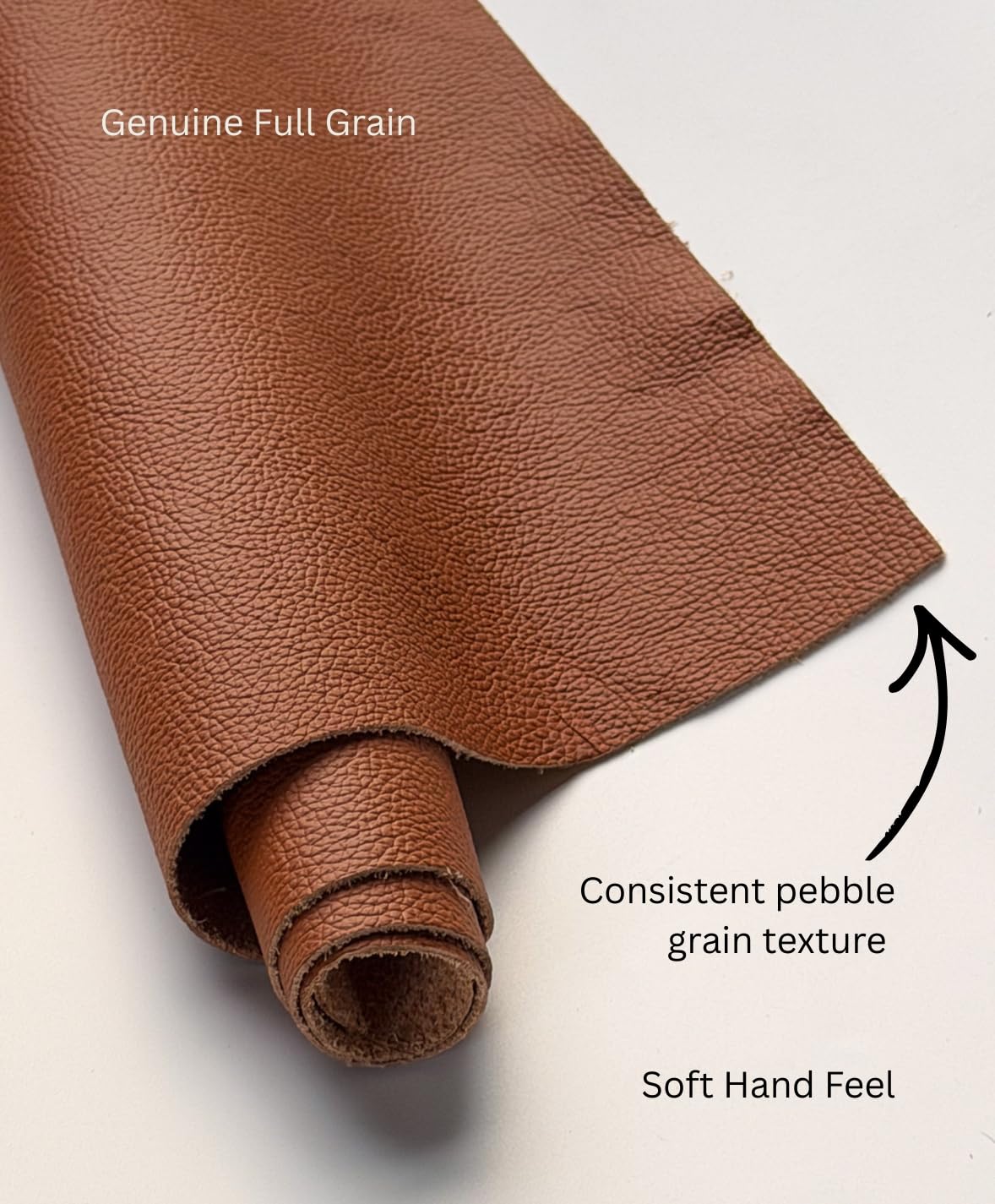 12'' x 24'' Genuine Full Grain Cowhide Leather Sheet — Soft Leather for Upholstery Repair, Handbags, Wallets, Sewing, Crafts, & DIY Projects — 1.1-1.3mm (3oz) Pre-Cut (Cognac Brown, 1 Piece)