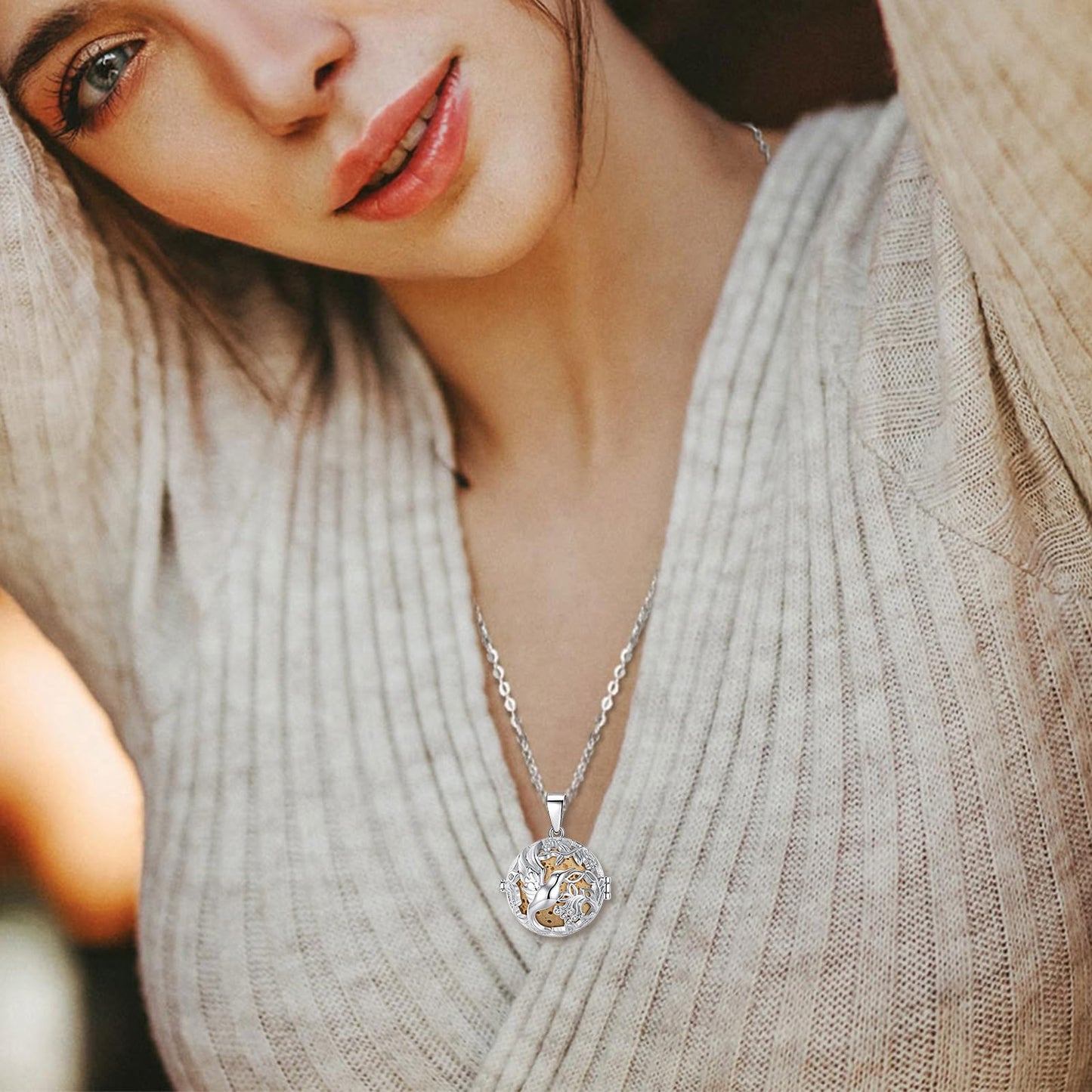 INFUSEU Aromatherapy Necklace Hummingbird Gifts for Women Essential Oil Diffuser Jewelry Lava Rock Stone Pendant Unique Aroma Perfume Spiritual Items for Meditation Yoga