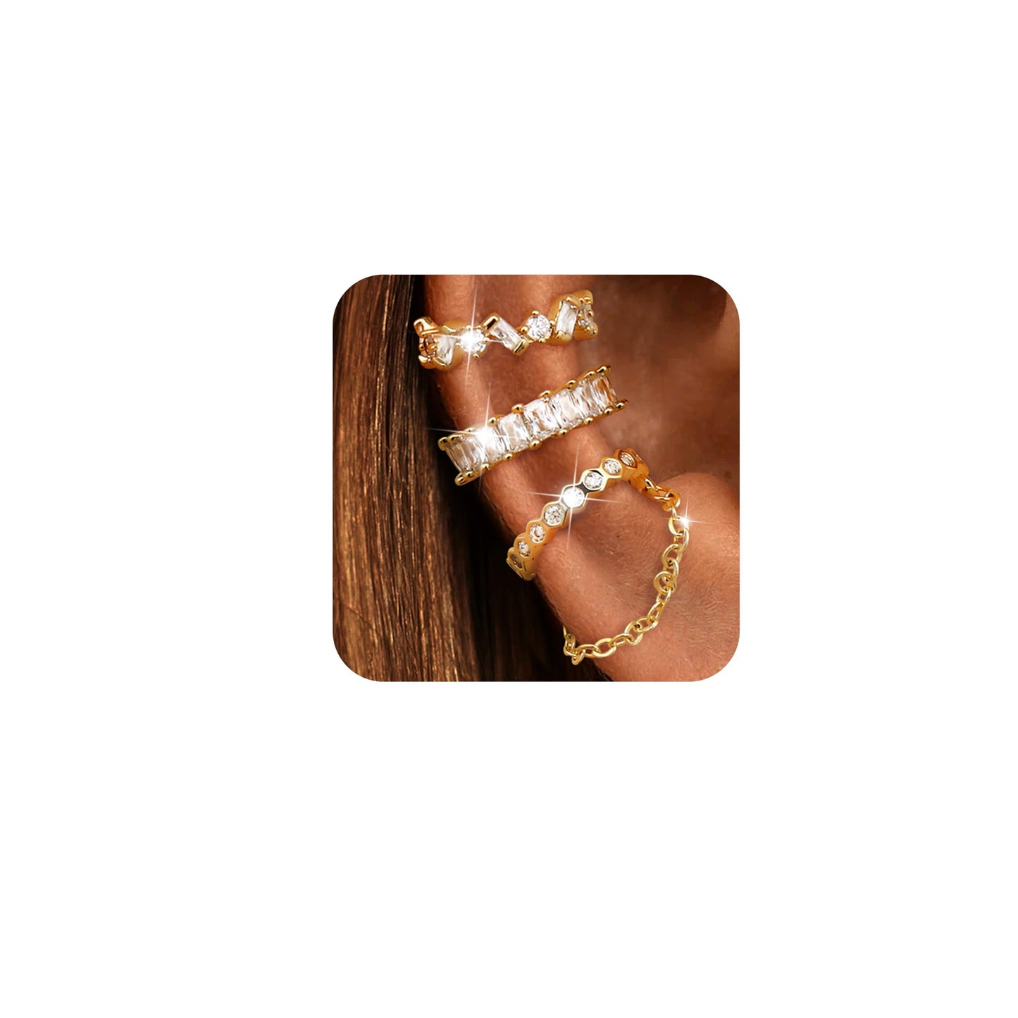 Dochais Ear Cuffs Non-Piercing Earrings for Women Cute Small Clip-On Cartilage Earring 14k Gold Plated Dainty Fake Piercings Earings Gold Style2