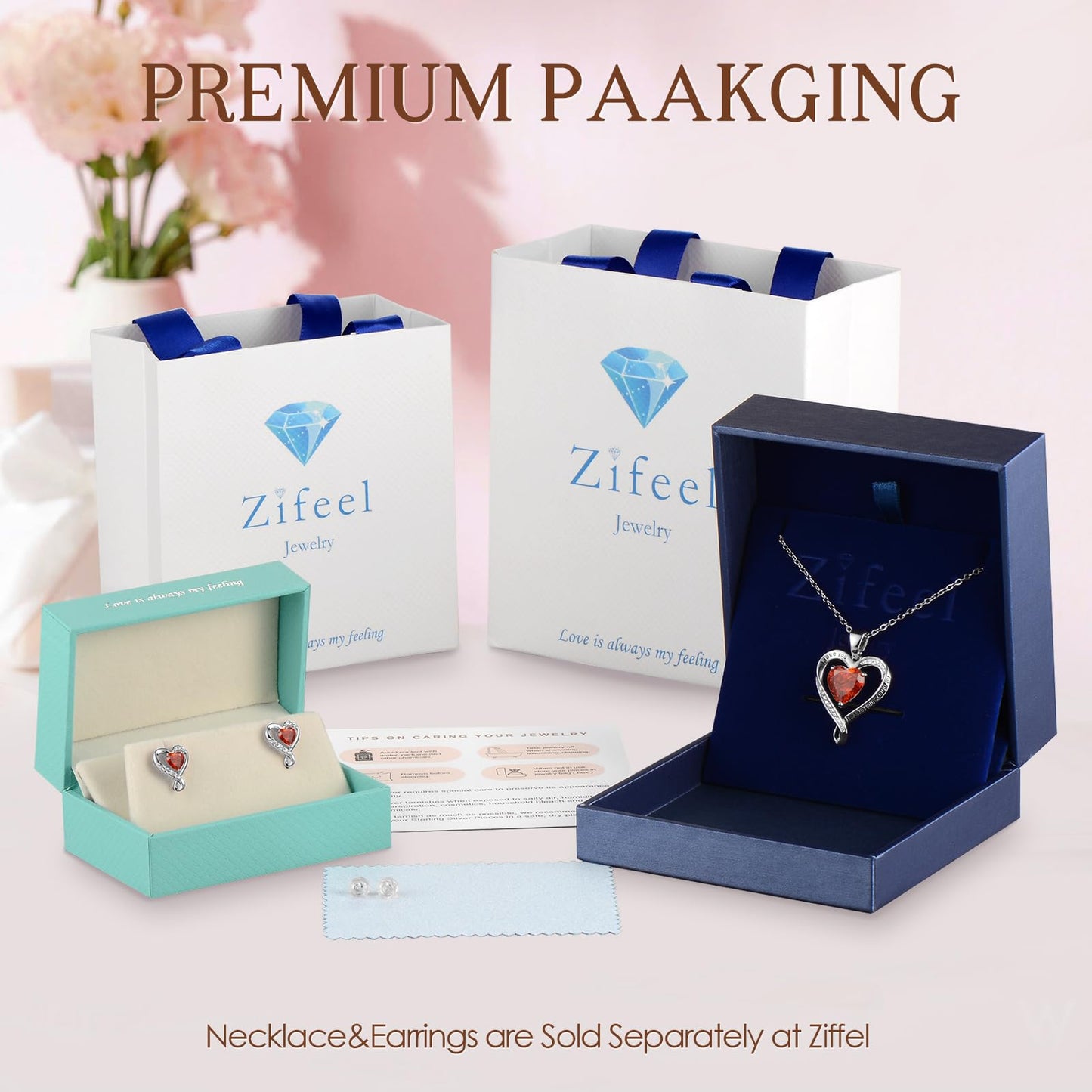 Zifeel Earrings for Women, 925 Sterling Silver Birthstone Heart Studs Earring for Girlfriend Wife, Anniversary Birthday Christmas Valentines Mother’s Day Gifts Jewelry for Women Wife Her Mom