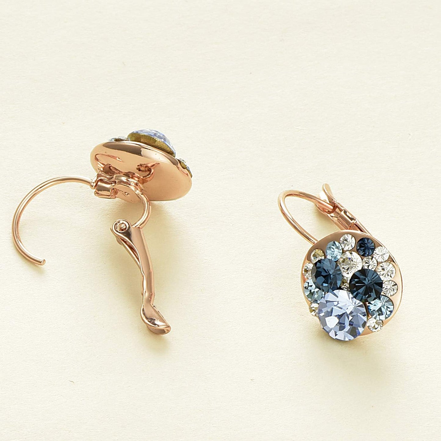 Multicolored Austrian Crystal Drop Earrings for Women 14K Gold Plated Hypoallergenic Leverback Dangle Earrings