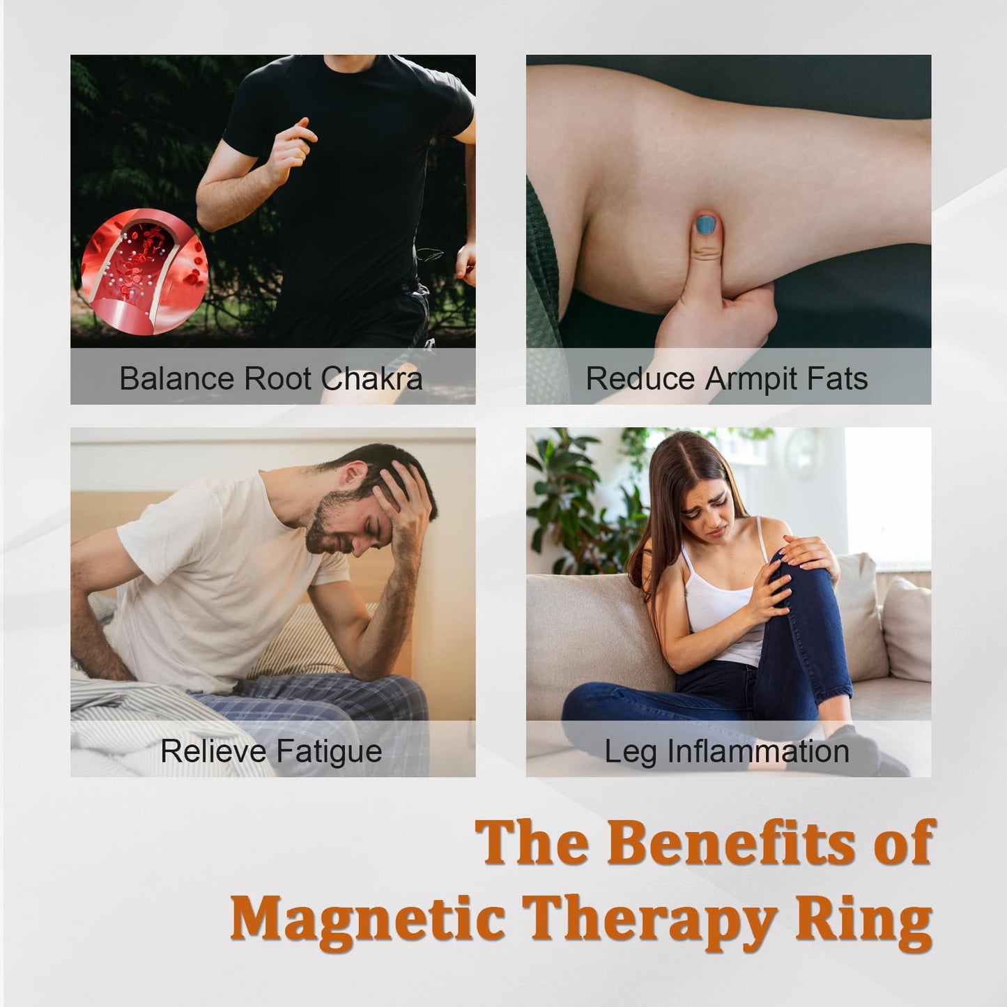 Fashtour Genuine Magnetic Hematite Rings, 3 per Order, Black Hematite Rings, Magnetic Ring, for Men and Women, for Anxiety Balancing Root Chakra, Absorbing Negative Energies(Size 9#)