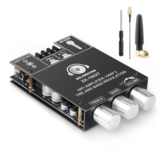 ZK-1002T 100W+100W IPEX-1 9-24V 2.0 TPA3116 DAJUNGUO Bluetooth Amplifier Board with Antenna, DC Input, Stereo