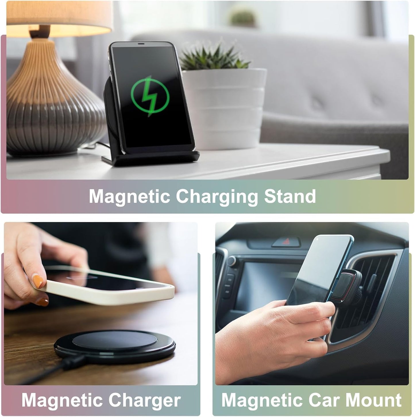 2Pcs uxcell Magnetic Adapter Ring, Magnetic Sticker Ring Leather Universal Magnet Wireless Charging Conversion Kit