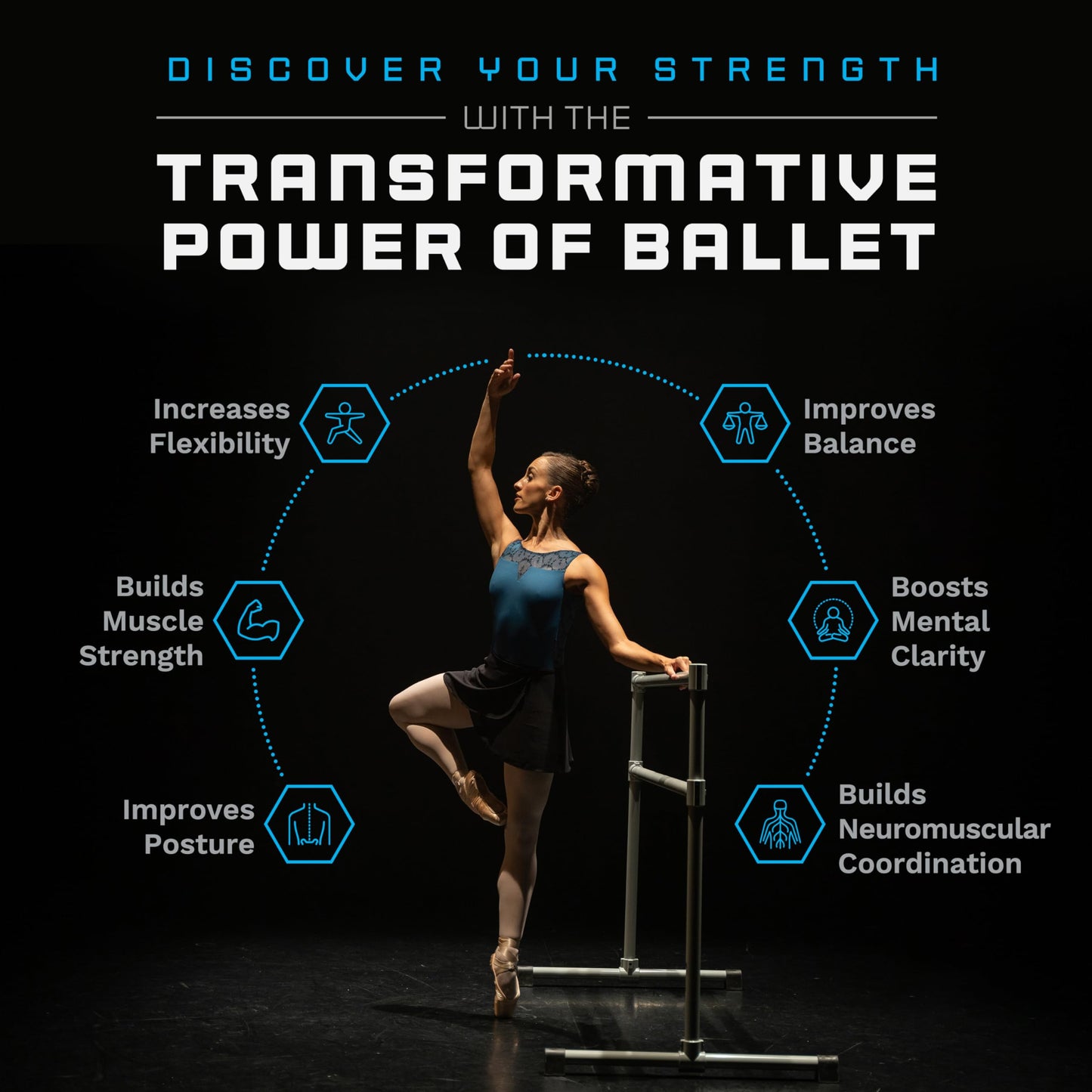 VITA Barre Portable Freestanding Double Ballet Barre, Extreme, 5 Ft Bars, Purple, Steel | Fixed Height, Made in USA, Home or Gym Exercise Equipment for Kids & Adults | Dance, Fitness, Pilates