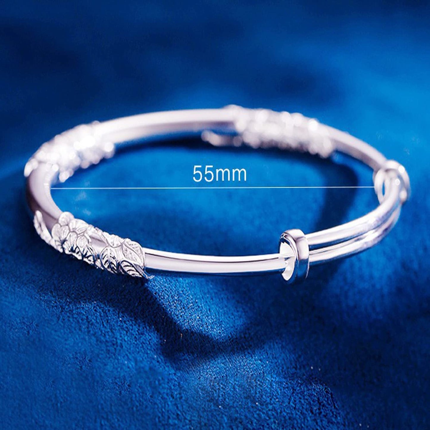 MENGSHA 925 Sterling Silver Bracelet Engrave Bangle Bracelets for Women Handmade Adjustable Bracelets Open Cuff Bracelets Lovefriendship Bracelets Fashion Simple Jewelry Bangles Mom Wife Gift