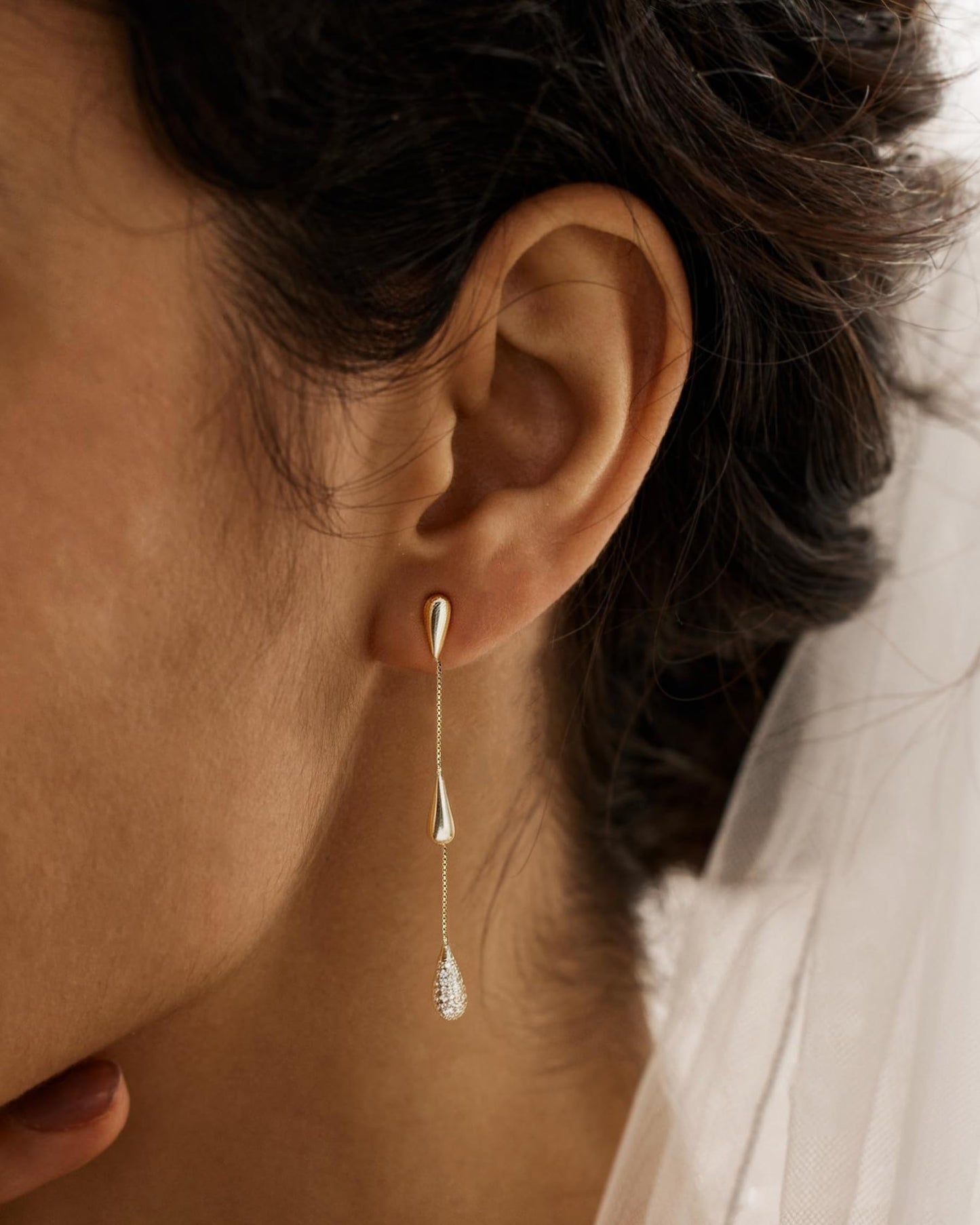 Asdecy Dangle Drop Earrings for Women 14K Gold Plated Long Dangle Cubic Zirconia Elegant Prom Bridal Bridesmaid Wedding Anniversary Dangling Trendy Jewelry